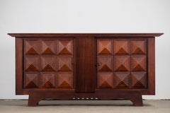 Brutalist Solid Oak Sideboard, France, 1940s