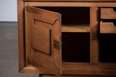 Brutalist Solid Oak Sideboard, France, 1940s