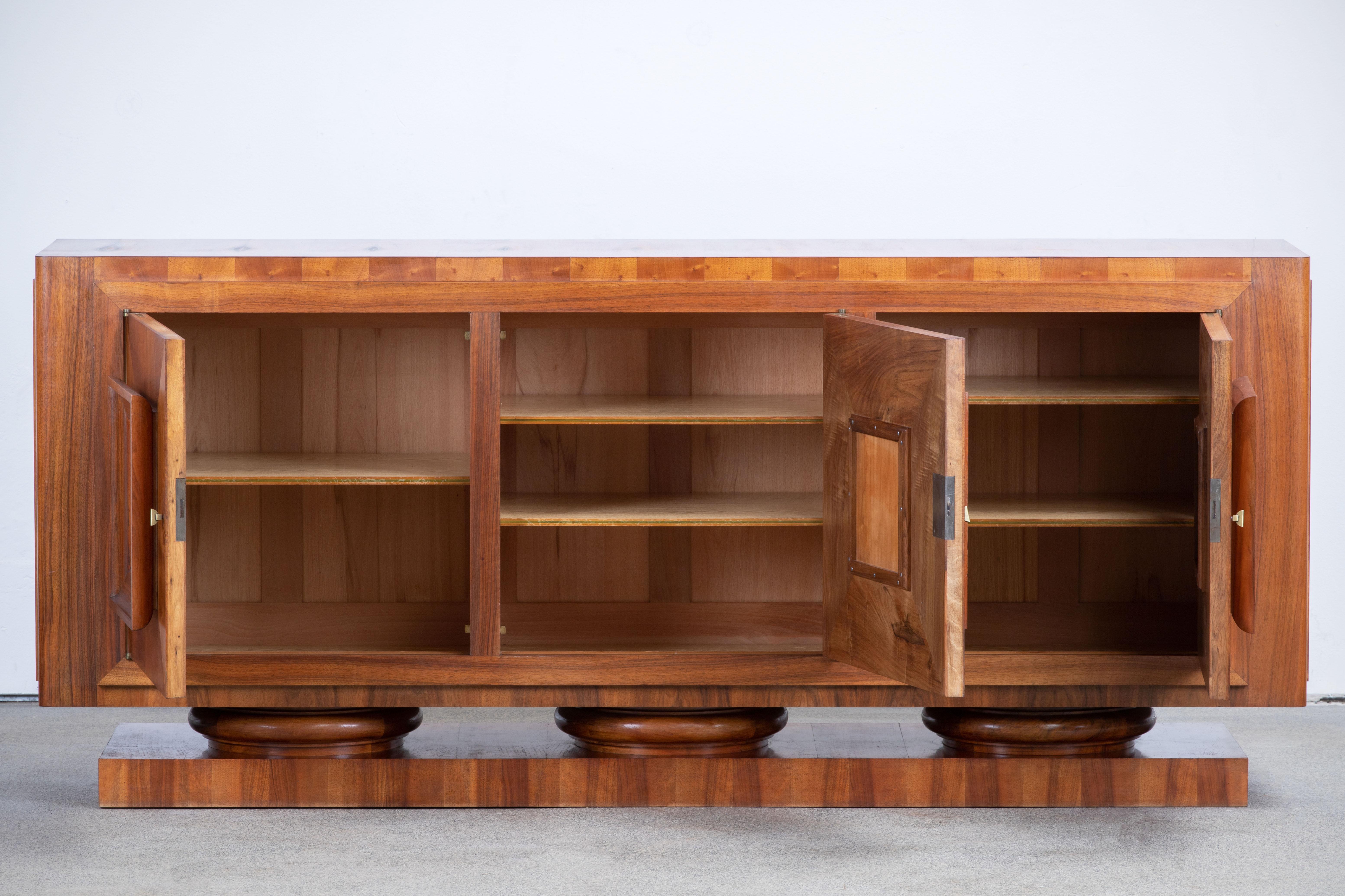 Brutalist Solid Oak Sideboard, France, 1940s 1