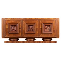 Brutalist Solid Oak Sideboard, France, 1940s
