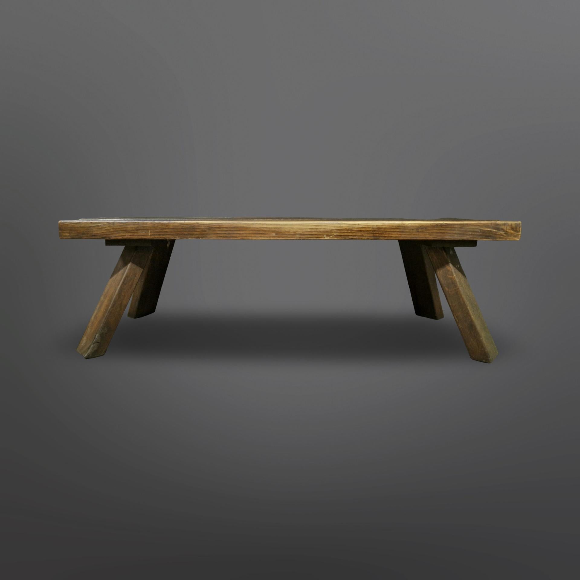 Brutalist solid oak slatted coffee table, Netherlands 1960s In Good Condition For Sale In ECHT, NL