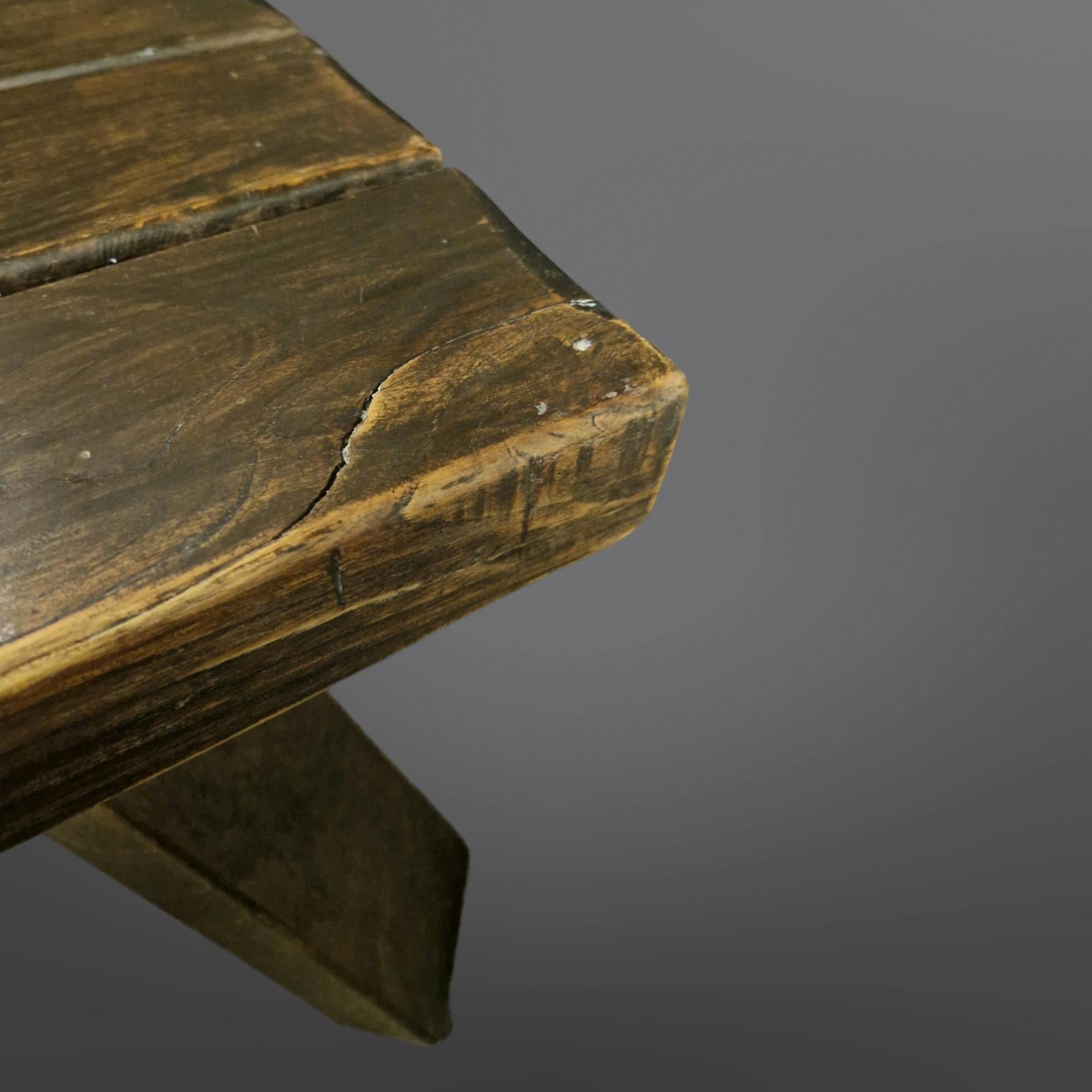 Brutalist solid oak slatted coffee table, Netherlands 1960s For Sale 1
