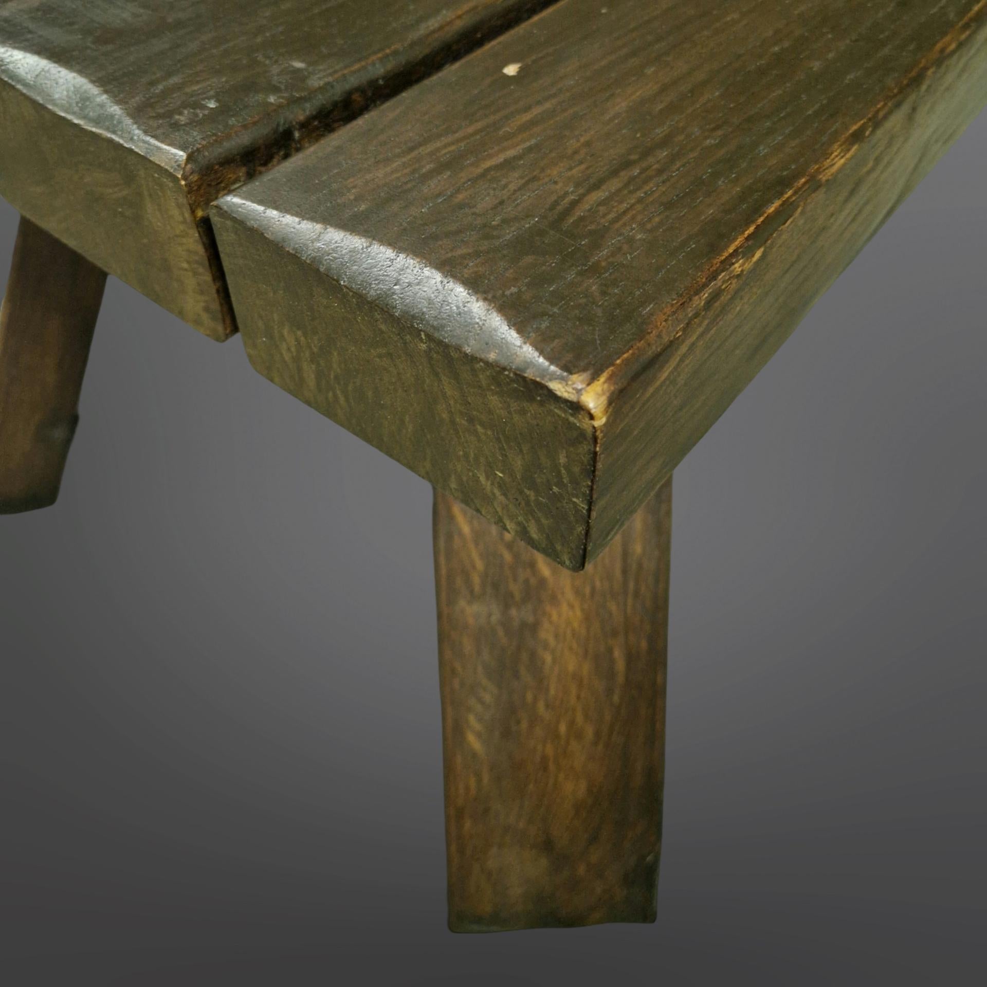Brutalist solid oak slatted coffee table, Netherlands 1960s For Sale 3