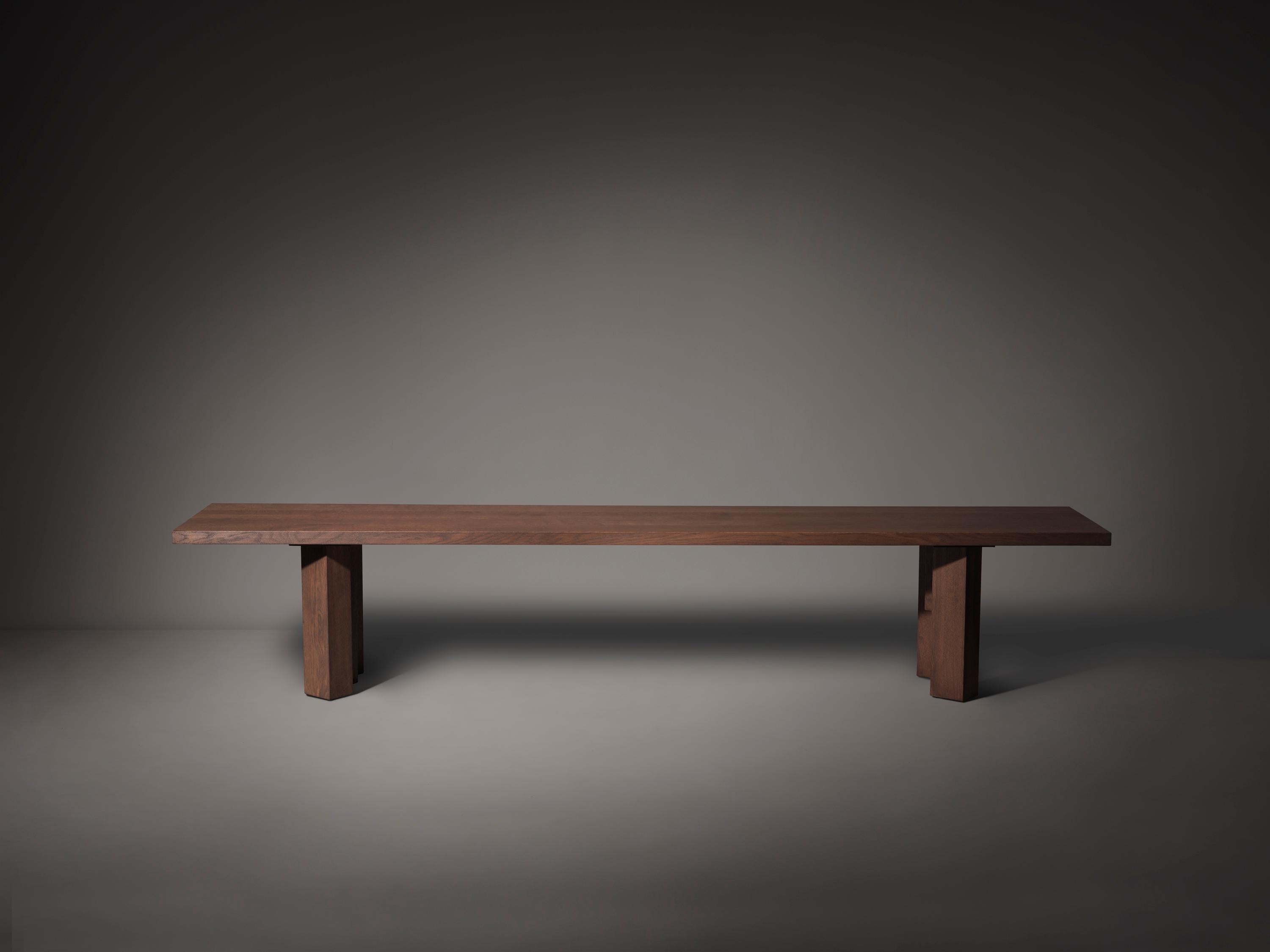 Dutch Brutalist Solid Oak Wood Fenestra Bench For Sale