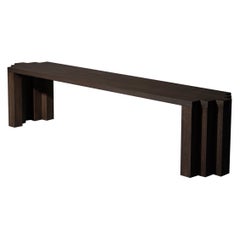 Panchina Cadence brutalista in legno massiccio di Oak