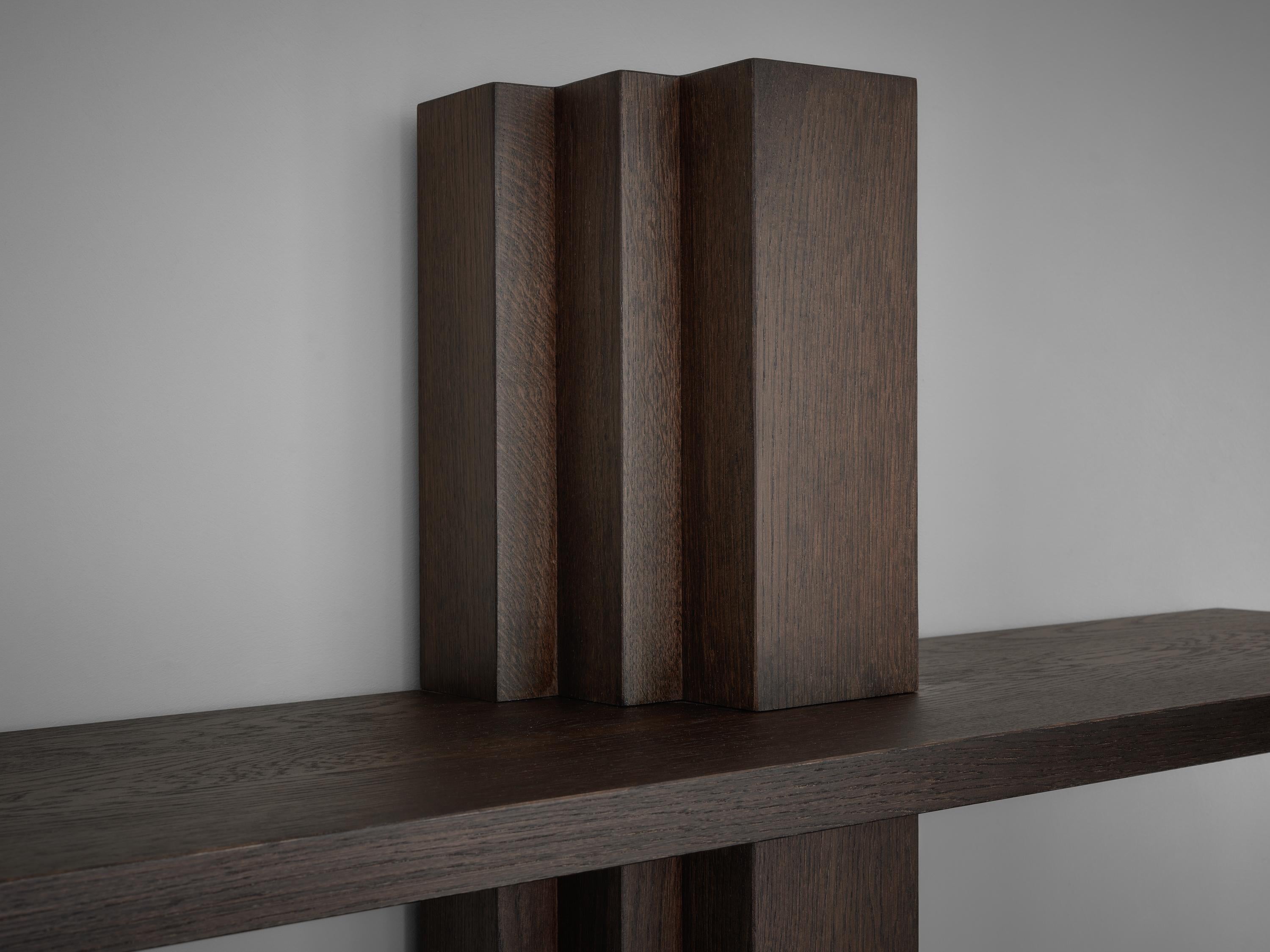 Dutch Brutalist Solid Oak Wooden Shelving - Brut Bibliothèque by Mokko For Sale