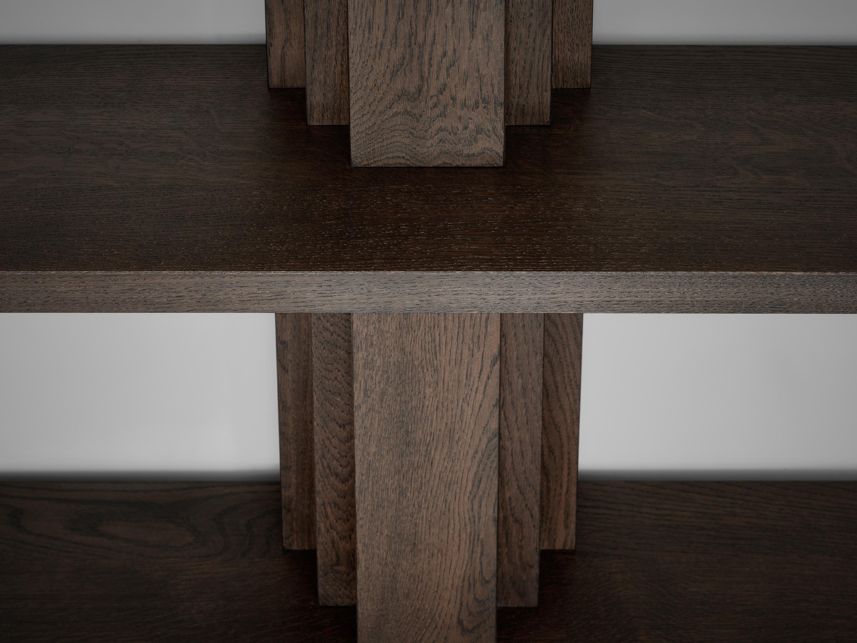 Hand-Crafted Brutalist Solid Oak Wooden Shelving - Brut Bibliothèque by Mokko For Sale