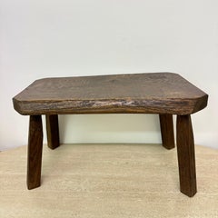 Brutalist solid oak wooden side table , 1970s