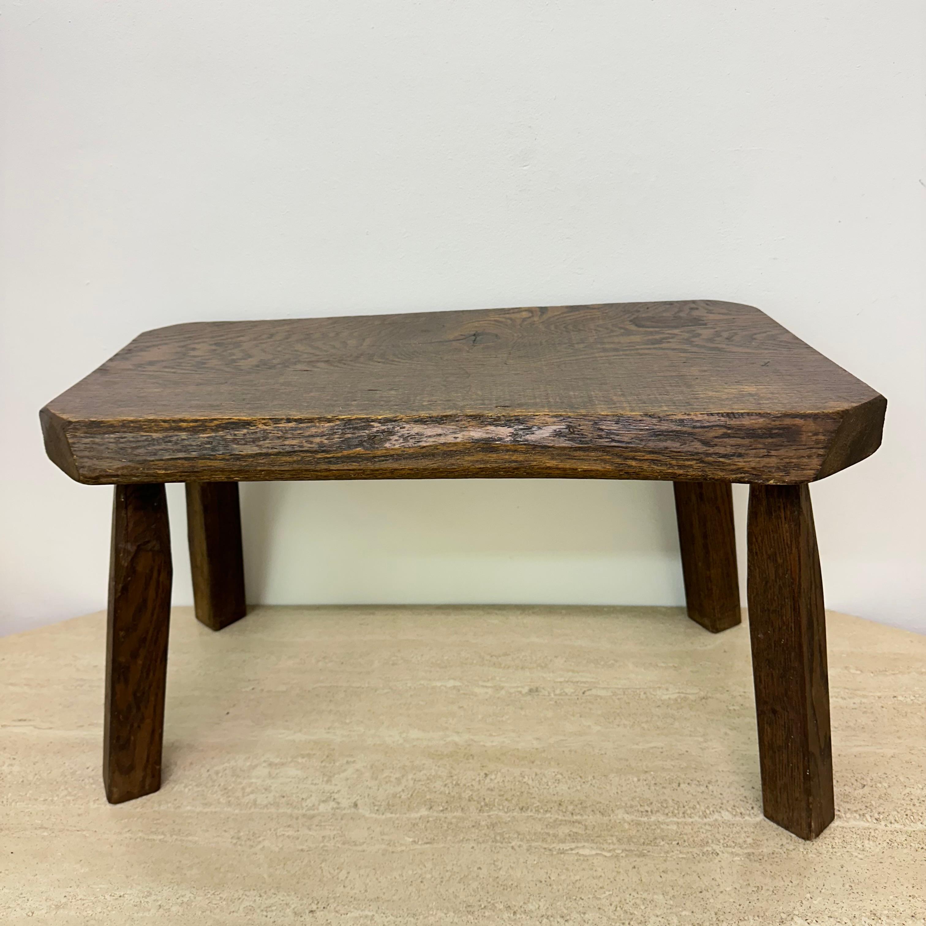 Mid-Century Modern Brutalist solid oak wooden side table , 1970s For Sale
