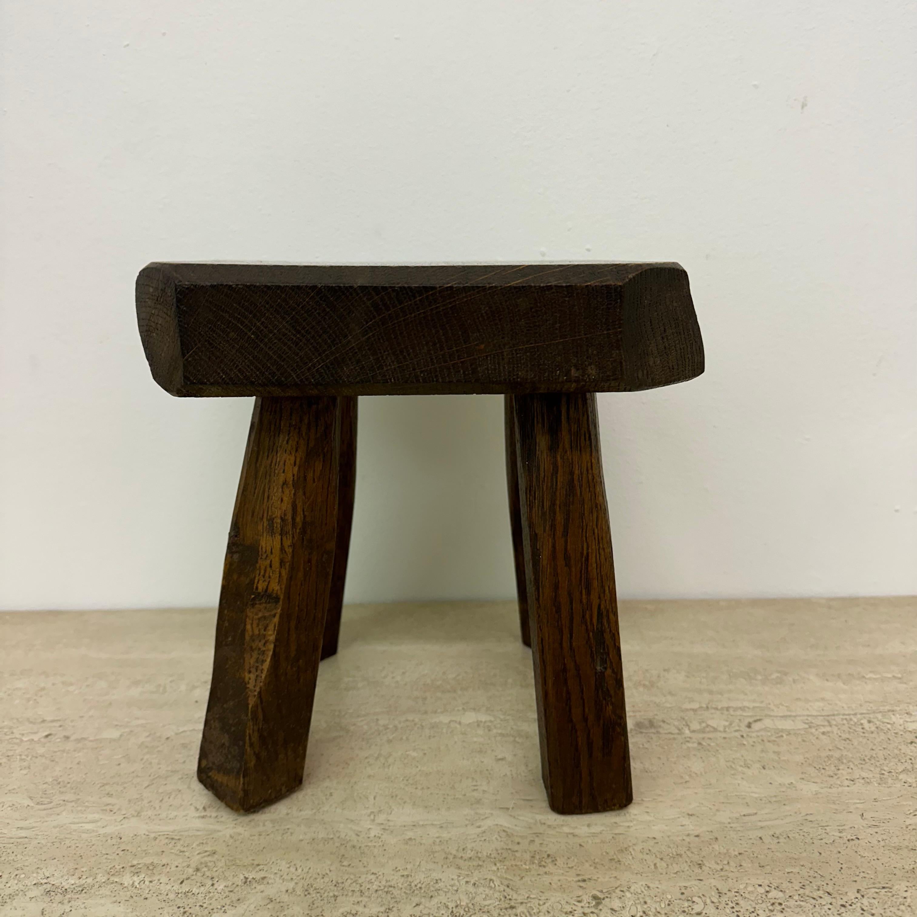 Mid-Century Modern Brutalist solid oak wooden side table , 1970s For Sale