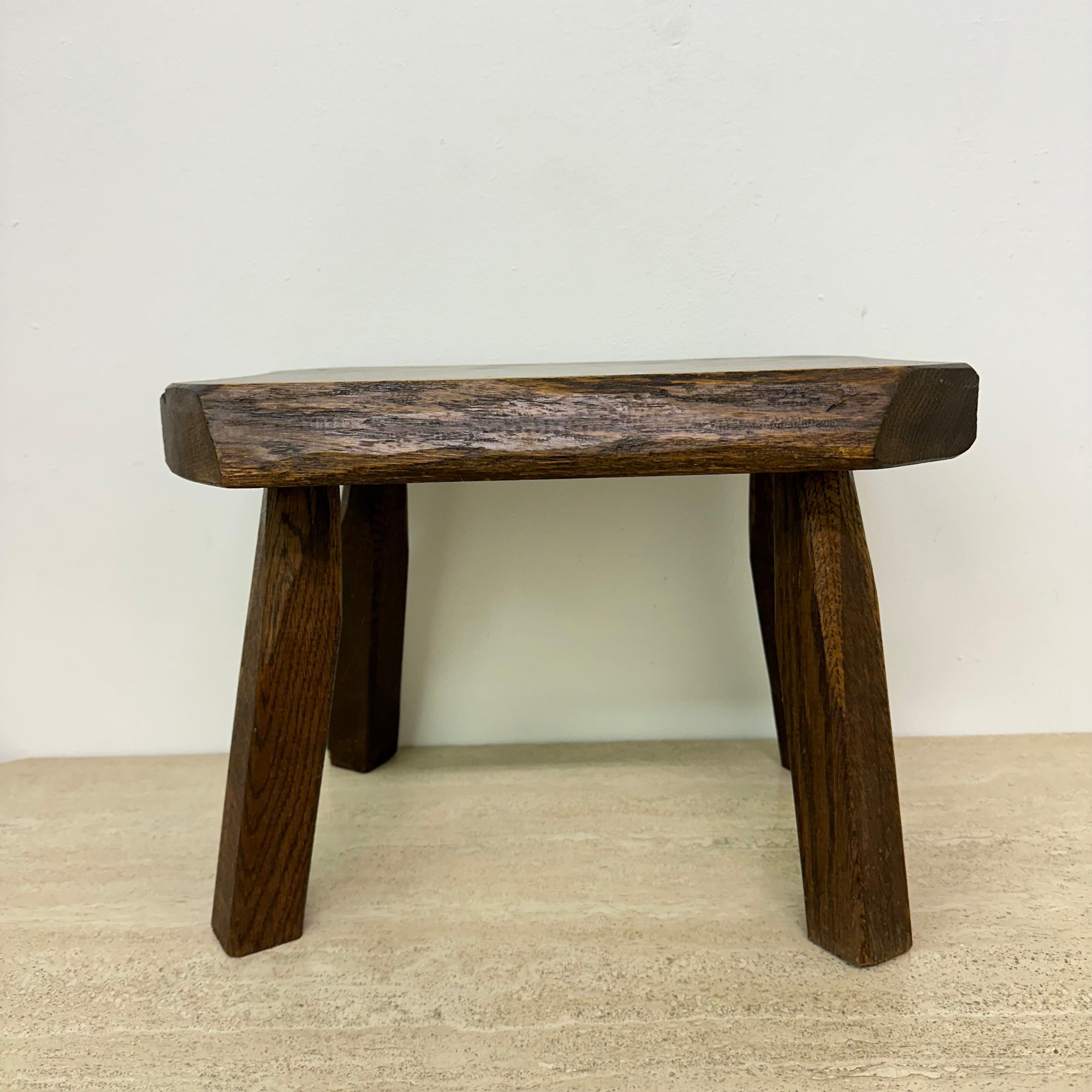 Mid-Century Modern Brutalist solid oak wooden side table , 1970s For Sale