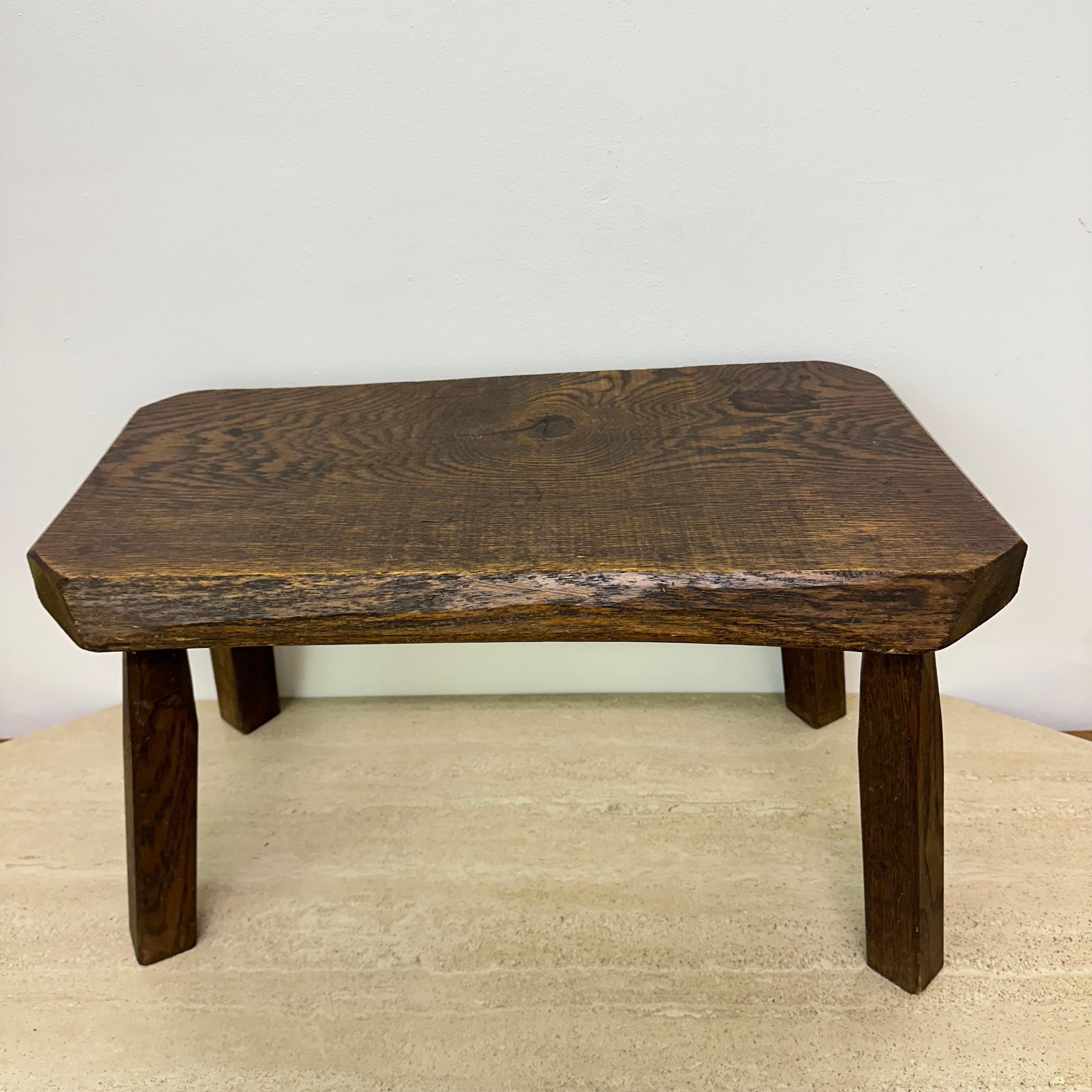 Dutch Brutalist solid oak wooden side table , 1970s For Sale