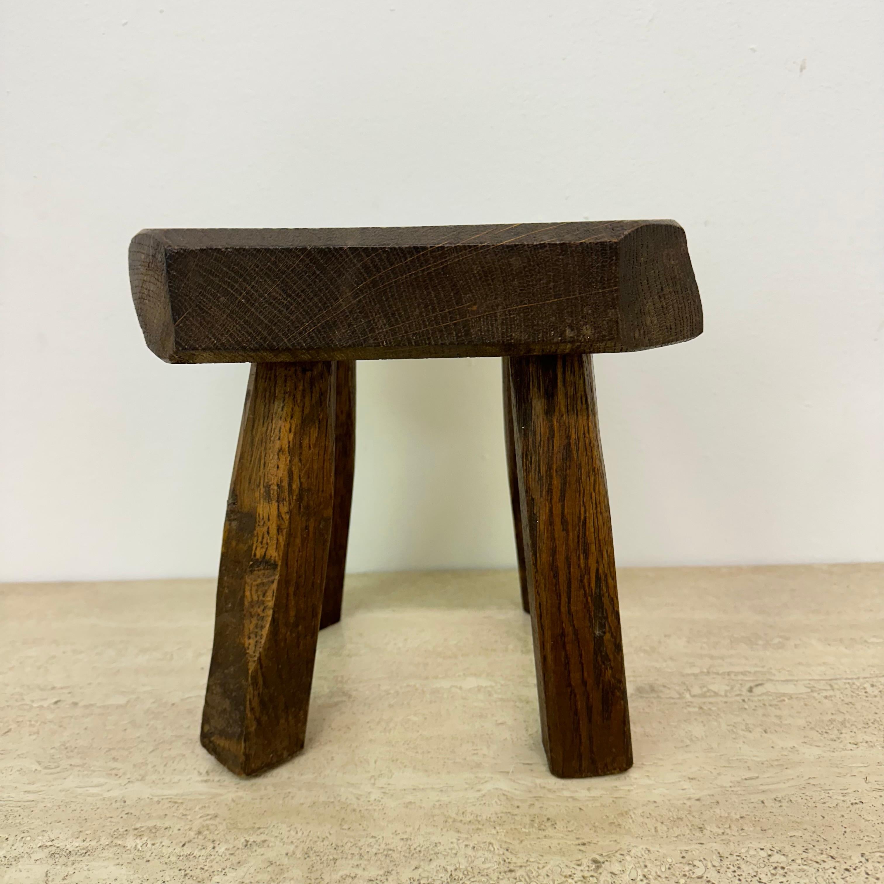 Dutch Brutalist solid oak wooden side table , 1970s For Sale
