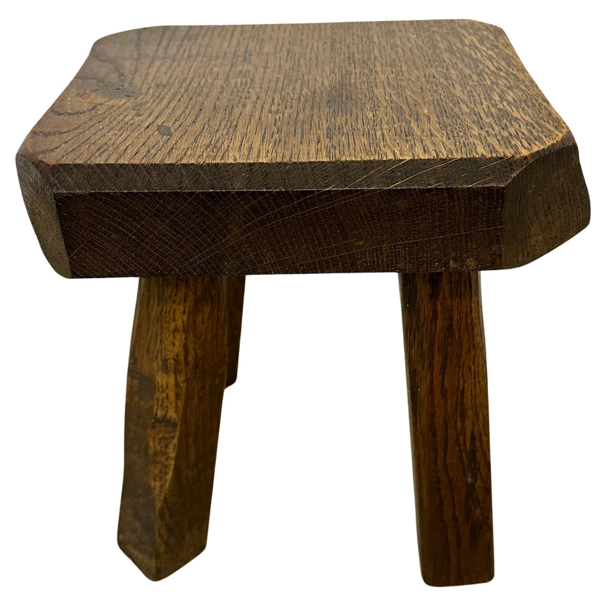 Tavolino brutalista in legno massiccio di Oak, anni '70