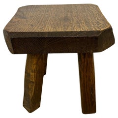 Tavolino brutalista in legno massiccio di Oak, anni '70