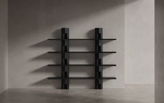 Brutalist Solid Oak Wooden Wall Cabinet - Galea Bibliothèque by Mokko
