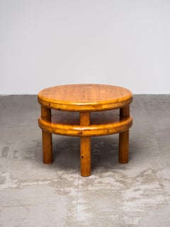 Brutalist Solid Pine Two Tier Coffee Table, Scandinavia, 1970s