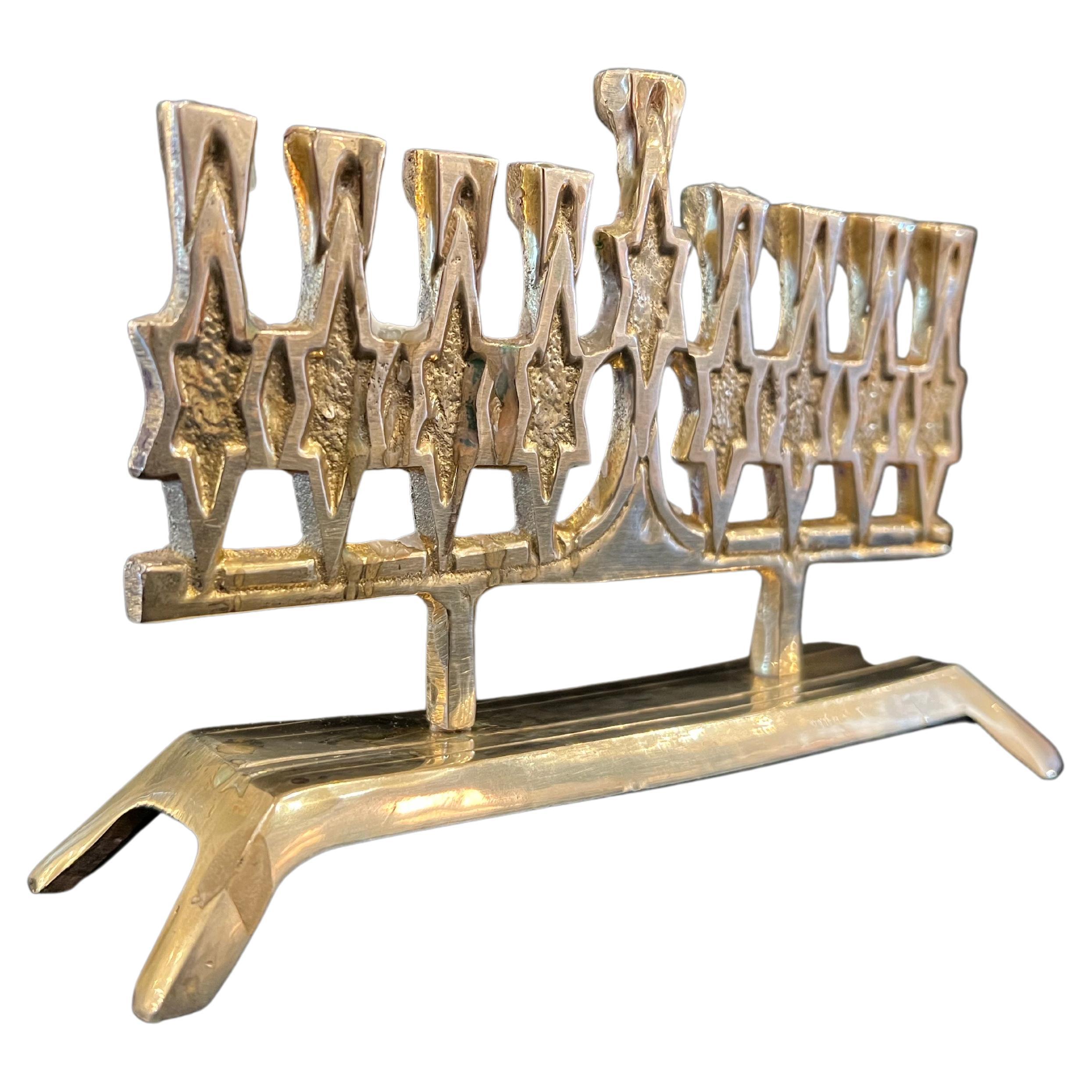 Brutalist Solid Polished Brass Menorah