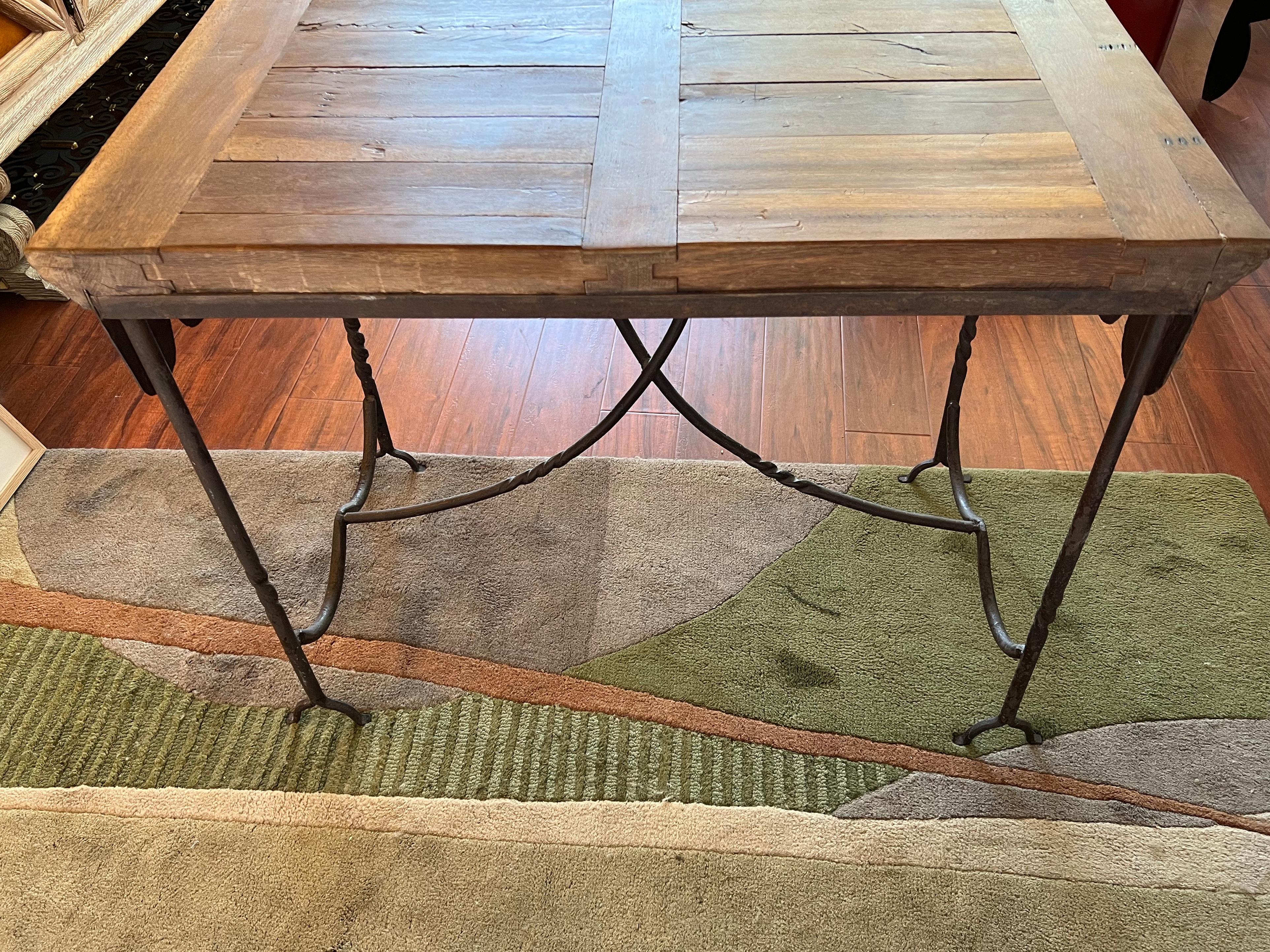 Brutalist Solid Walnut and Cast Iron Scalloped Console Table In Good Condition In Pasadena, CA