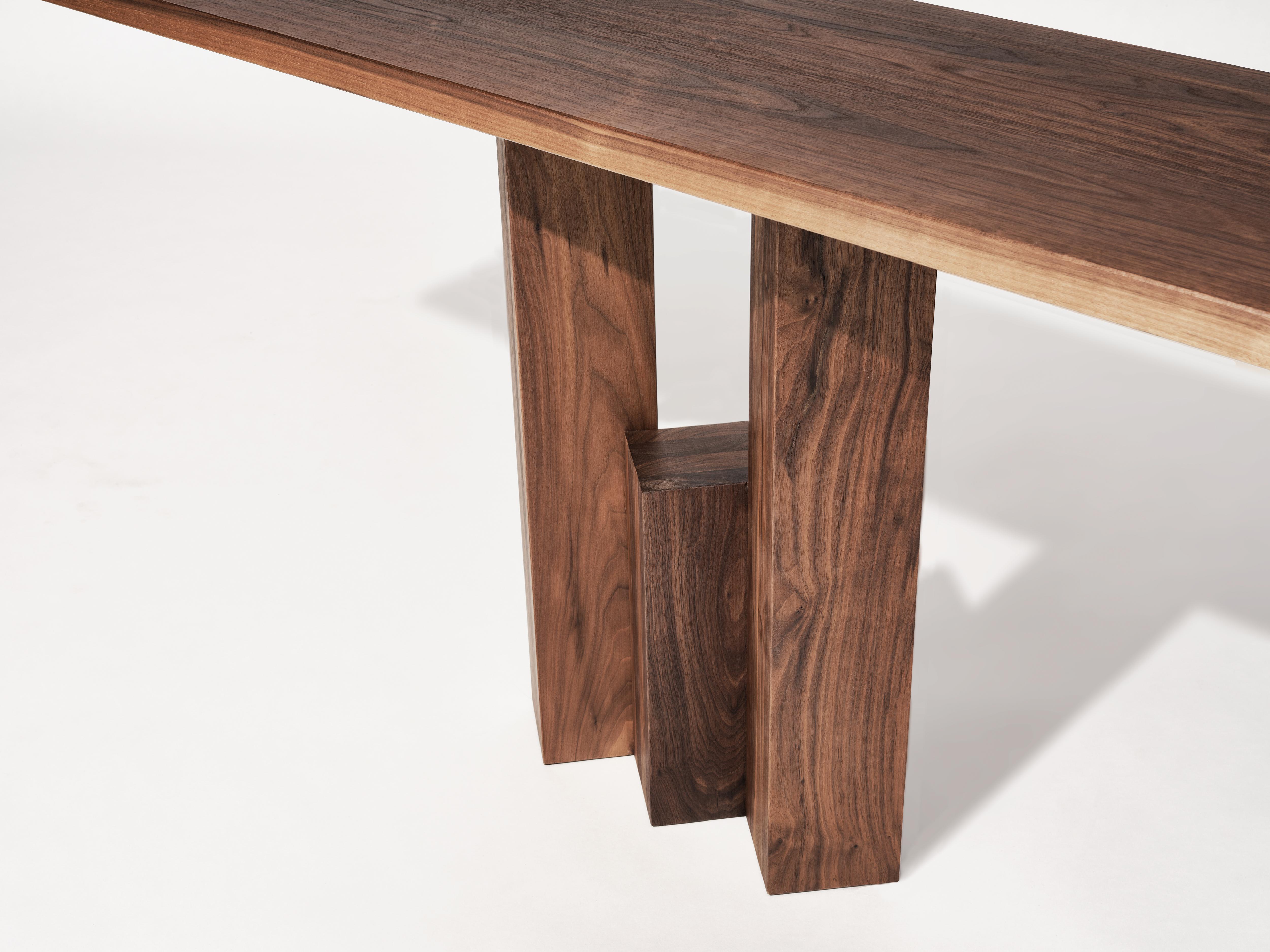 Brutalist Solid Walnut Console - Fenestra by Mokko For Sale 1
