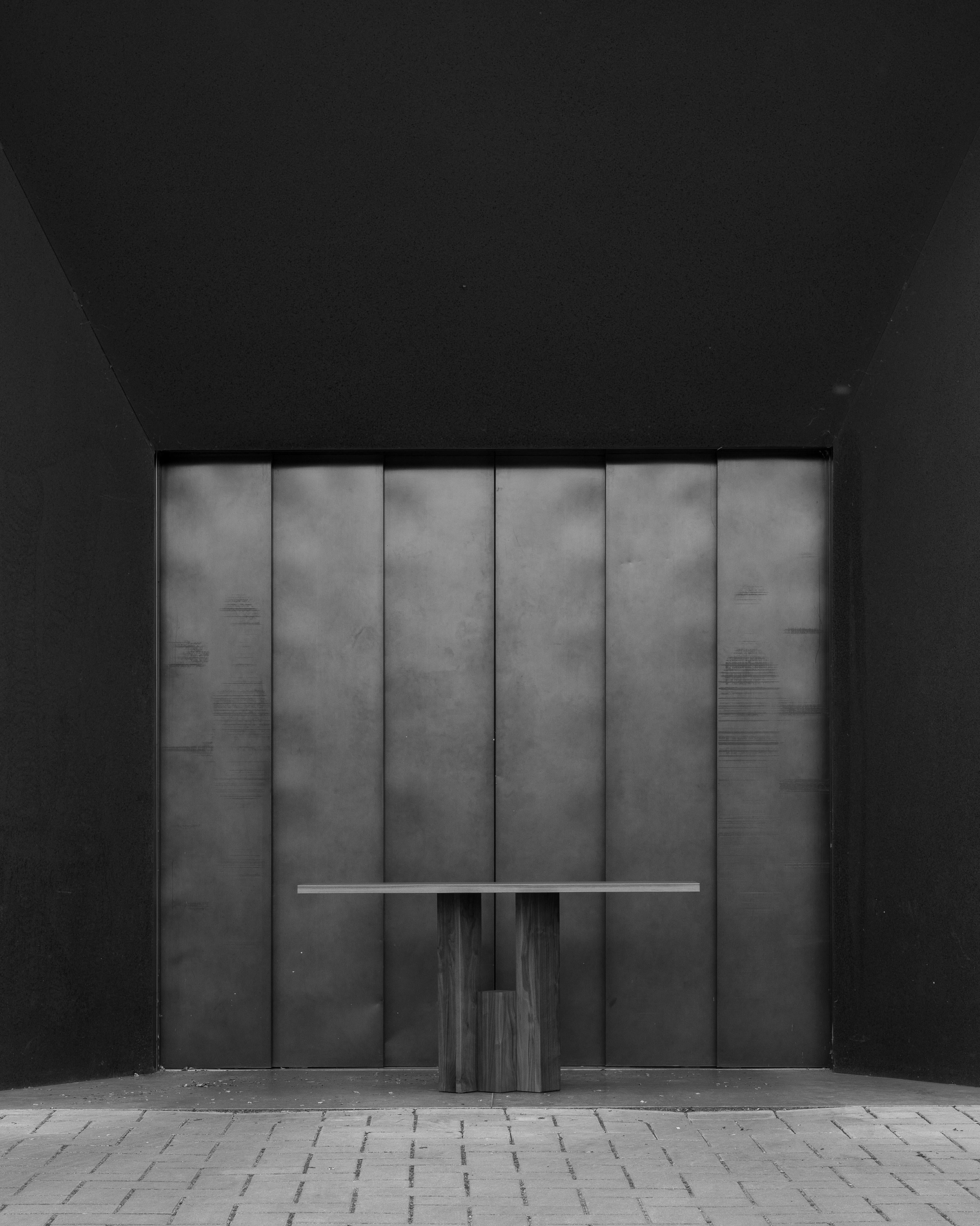 Brutalist Solid Walnut Console - Fenestra by Mokko For Sale 2