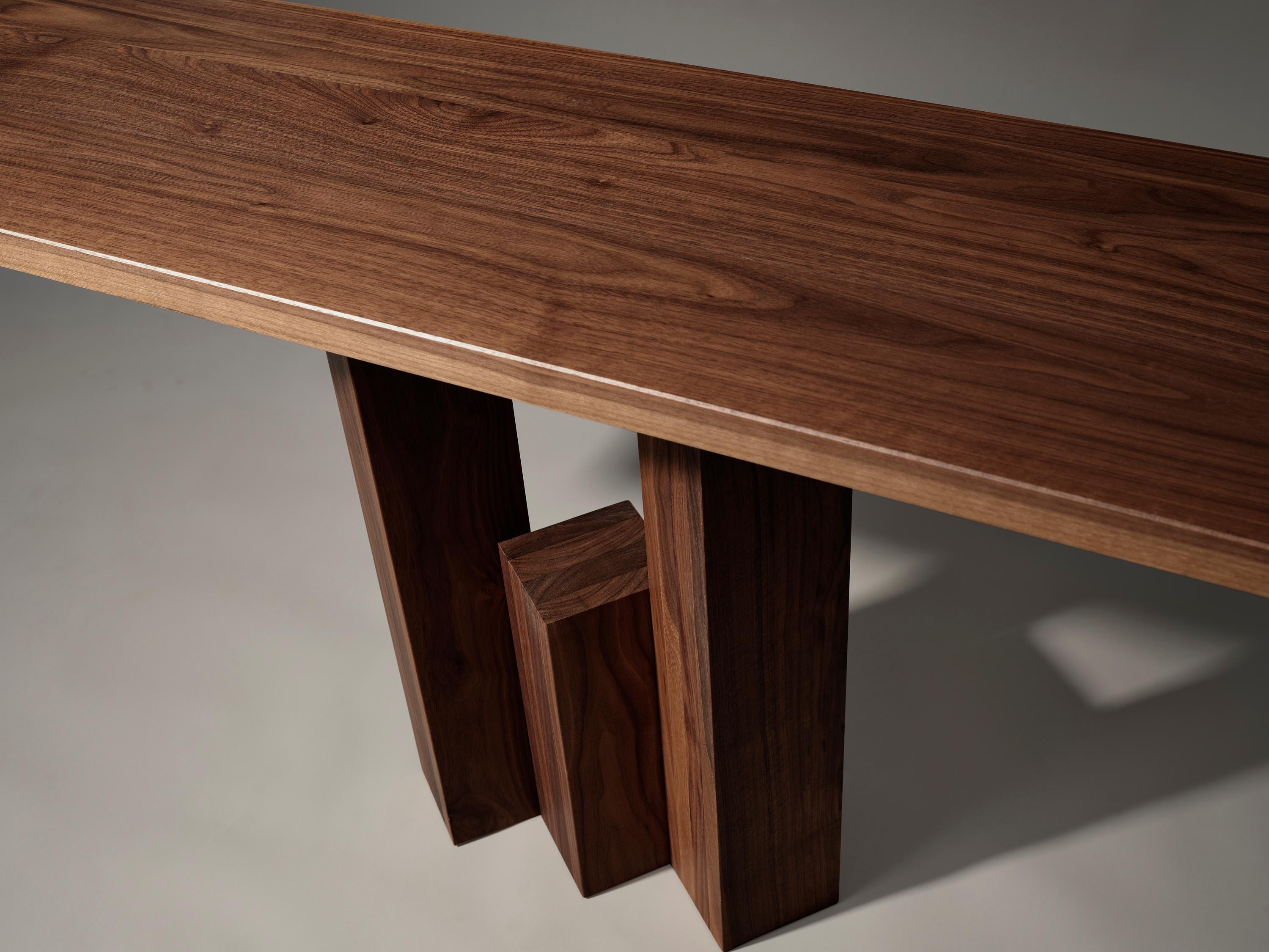 Dutch Brutalist Solid Walnut Fenestra Console For Sale