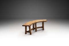 Brutalist Solid Wood Bench, France 1960s