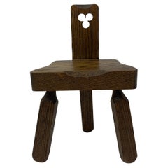 Brutalist Solid Wood Children’s Chair, 1970’s