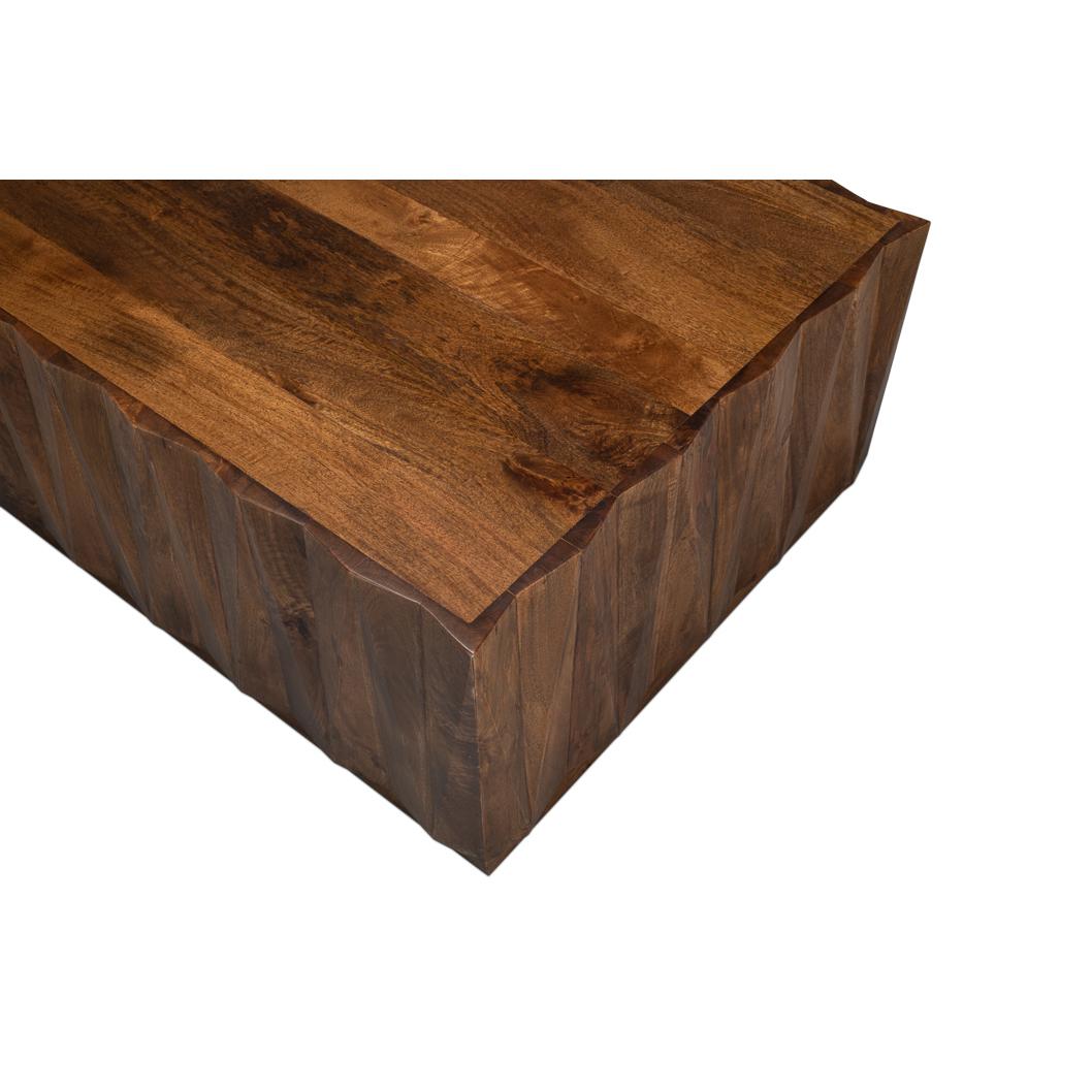 Brutalist Solid Wood Coffee Table For Sale 4