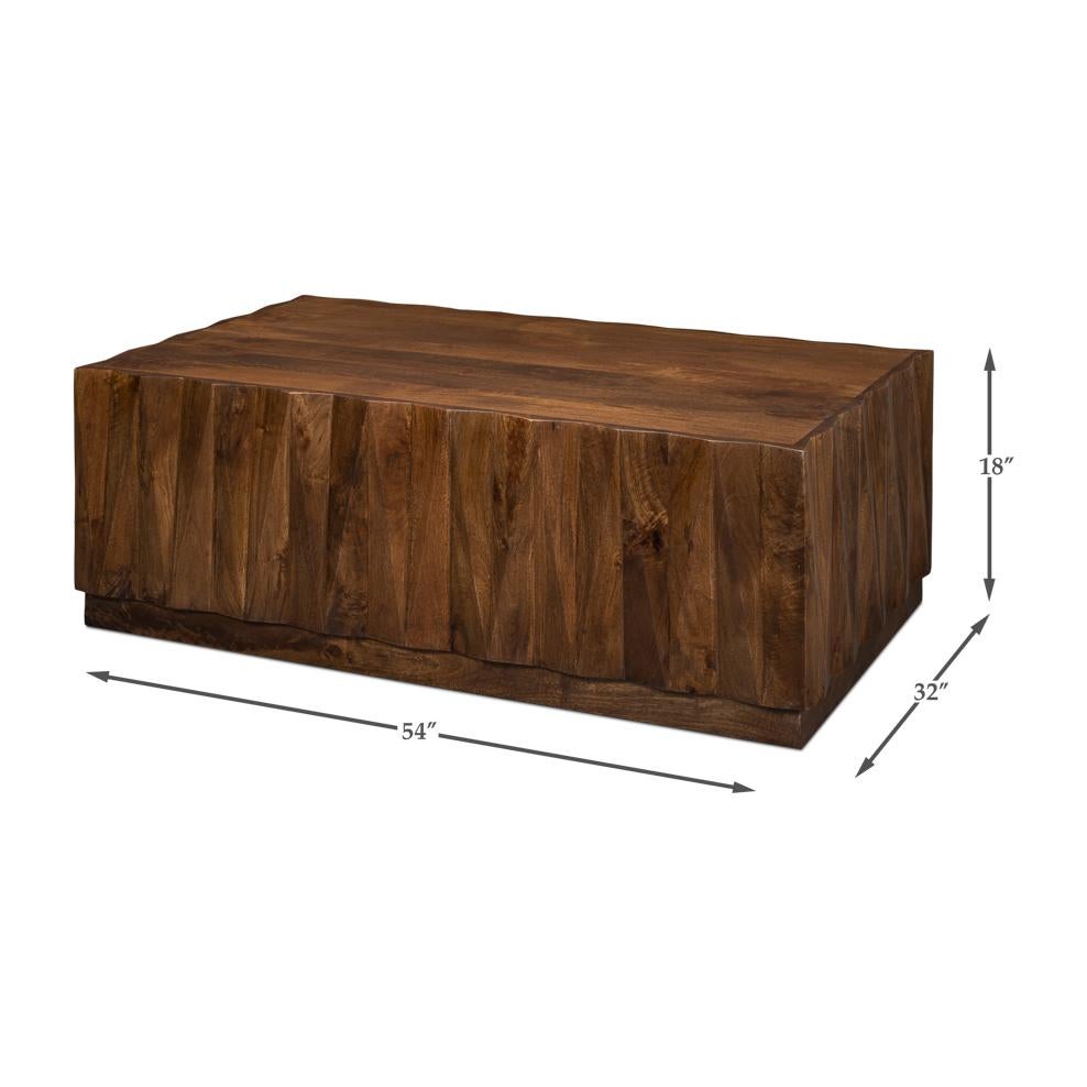 Brutalist Solid Wood Coffee Table For Sale 7