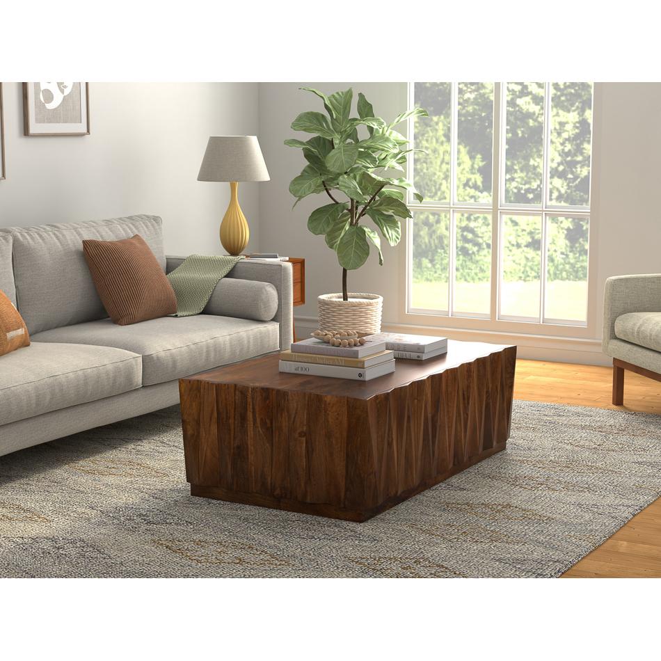 Organic Modern Brutalist Solid Wood Coffee Table For Sale
