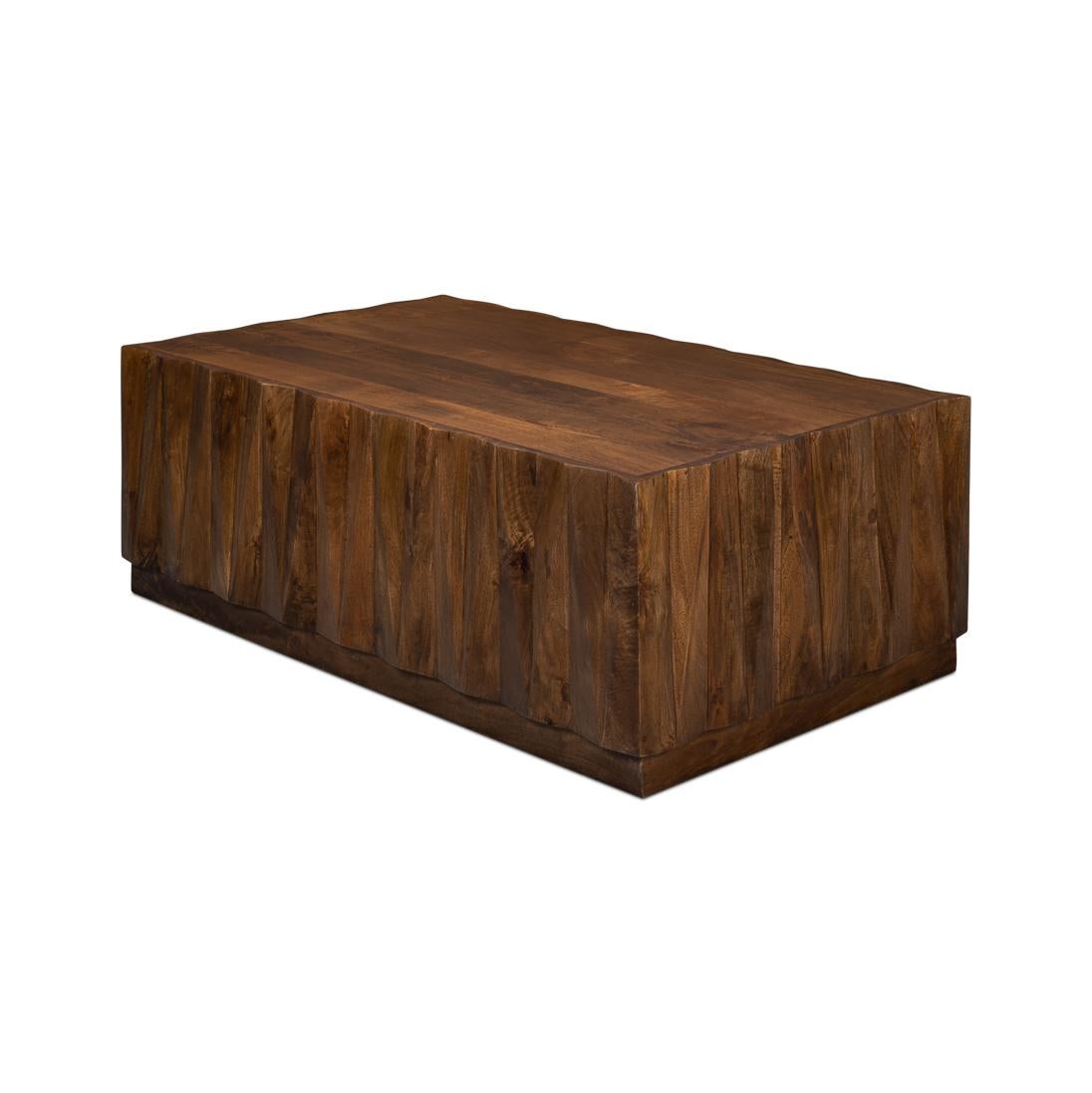 Brutalist Solid Wood Coffee Table In New Condition For Sale In Westwood, NJ
