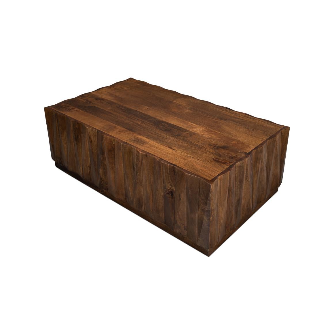 Contemporary Brutalist Solid Wood Coffee Table For Sale