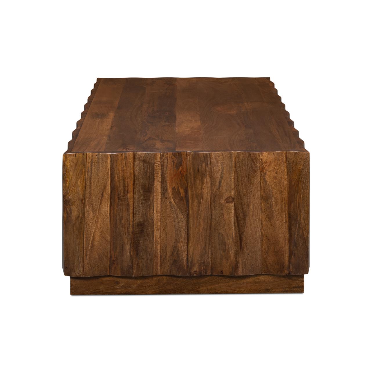 Brutalist Solid Wood Coffee Table For Sale 3