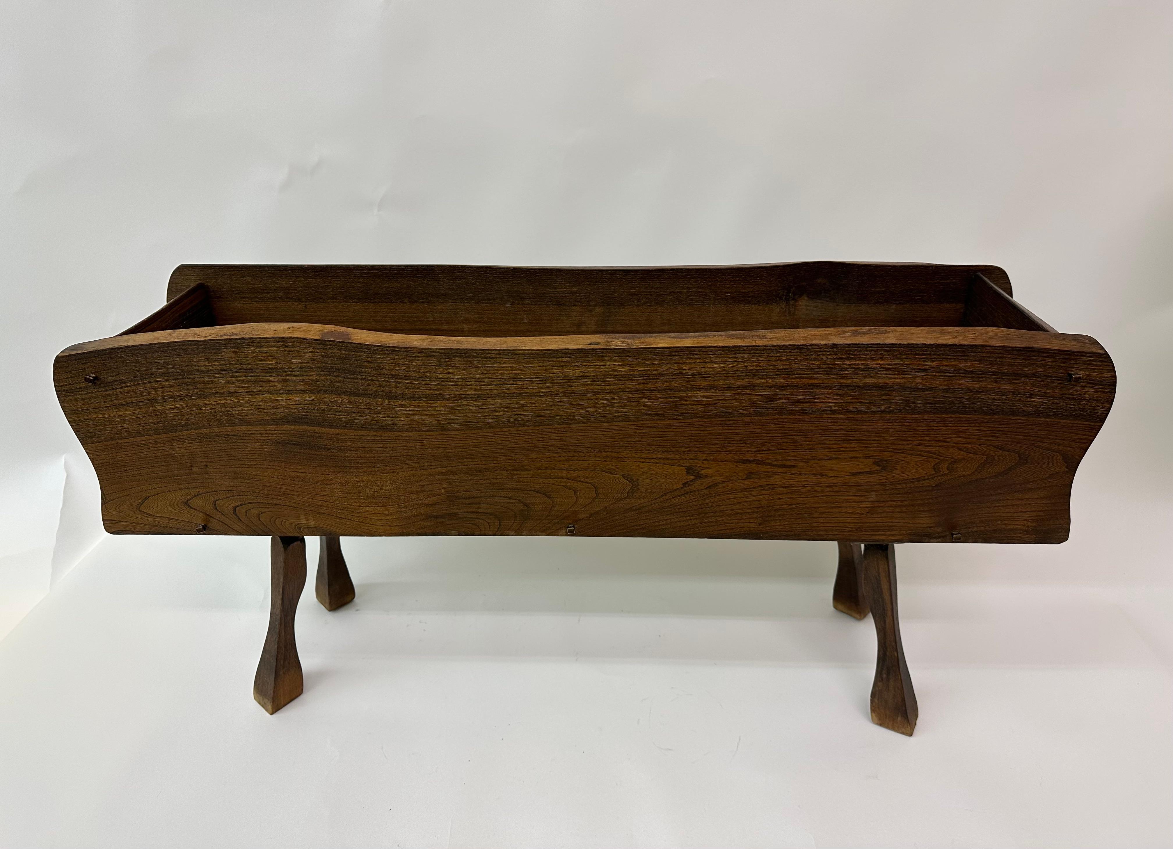 Late 20th Century Brutalist Solid Wood Planter, 1970s For Sale