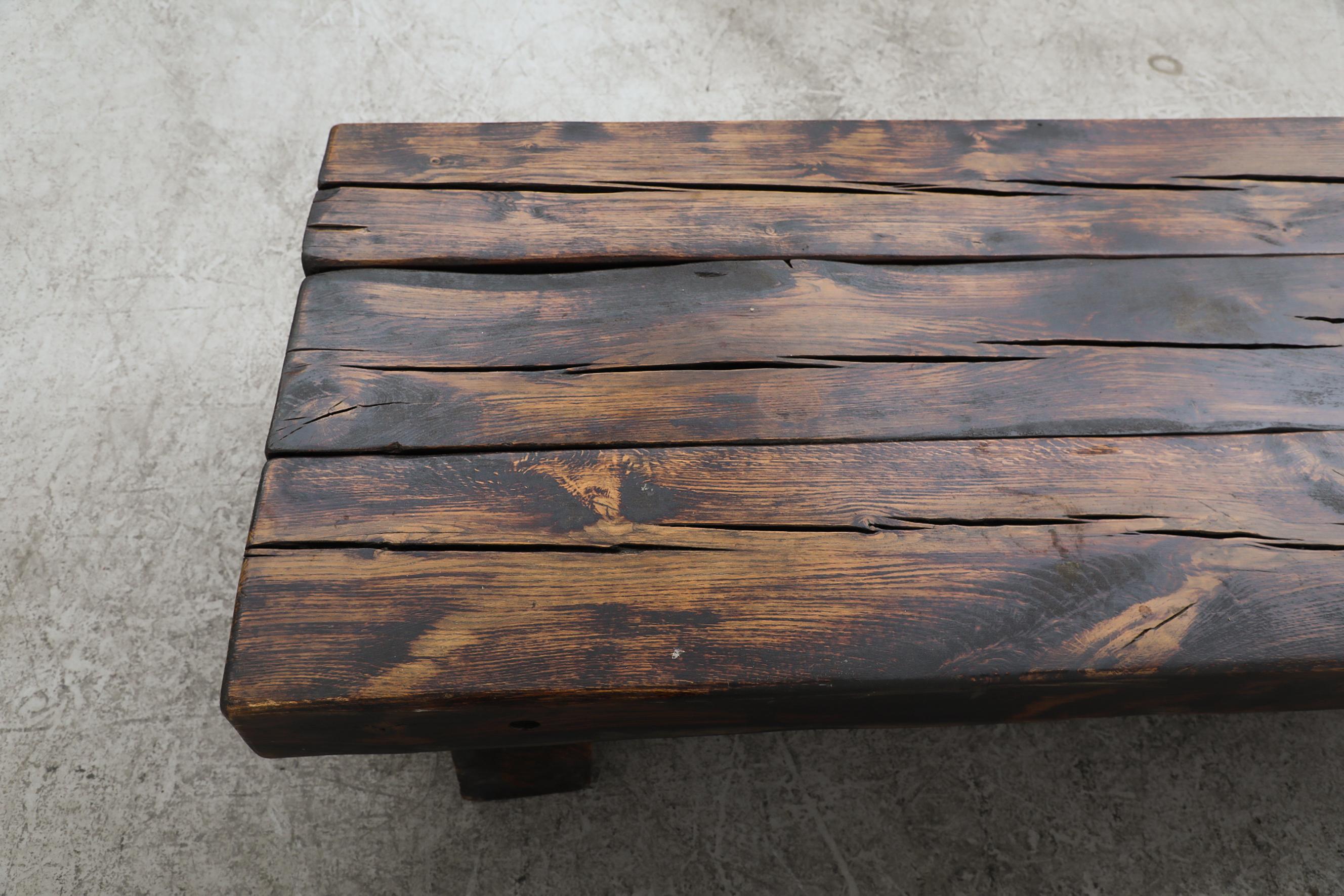 Brutalist Solid Wood Railroad Style Coffee Table 1