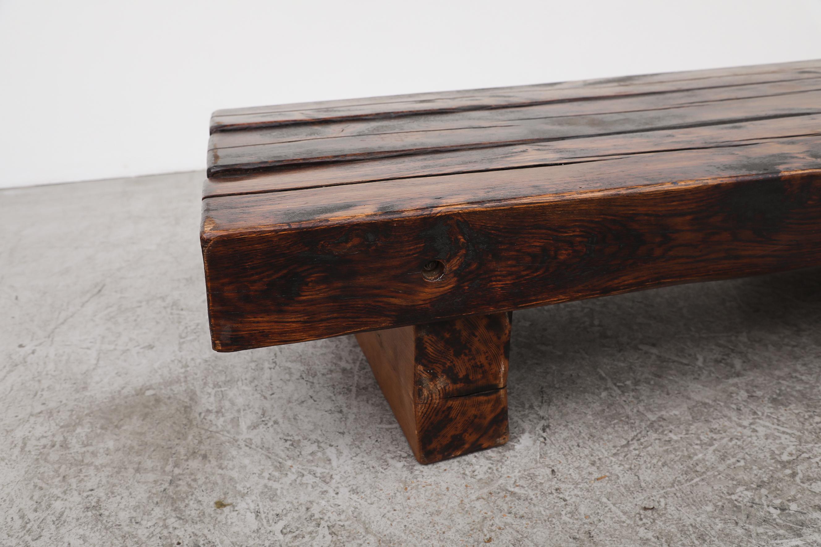 Brutalist Solid Wood Railroad Style Coffee Table 3