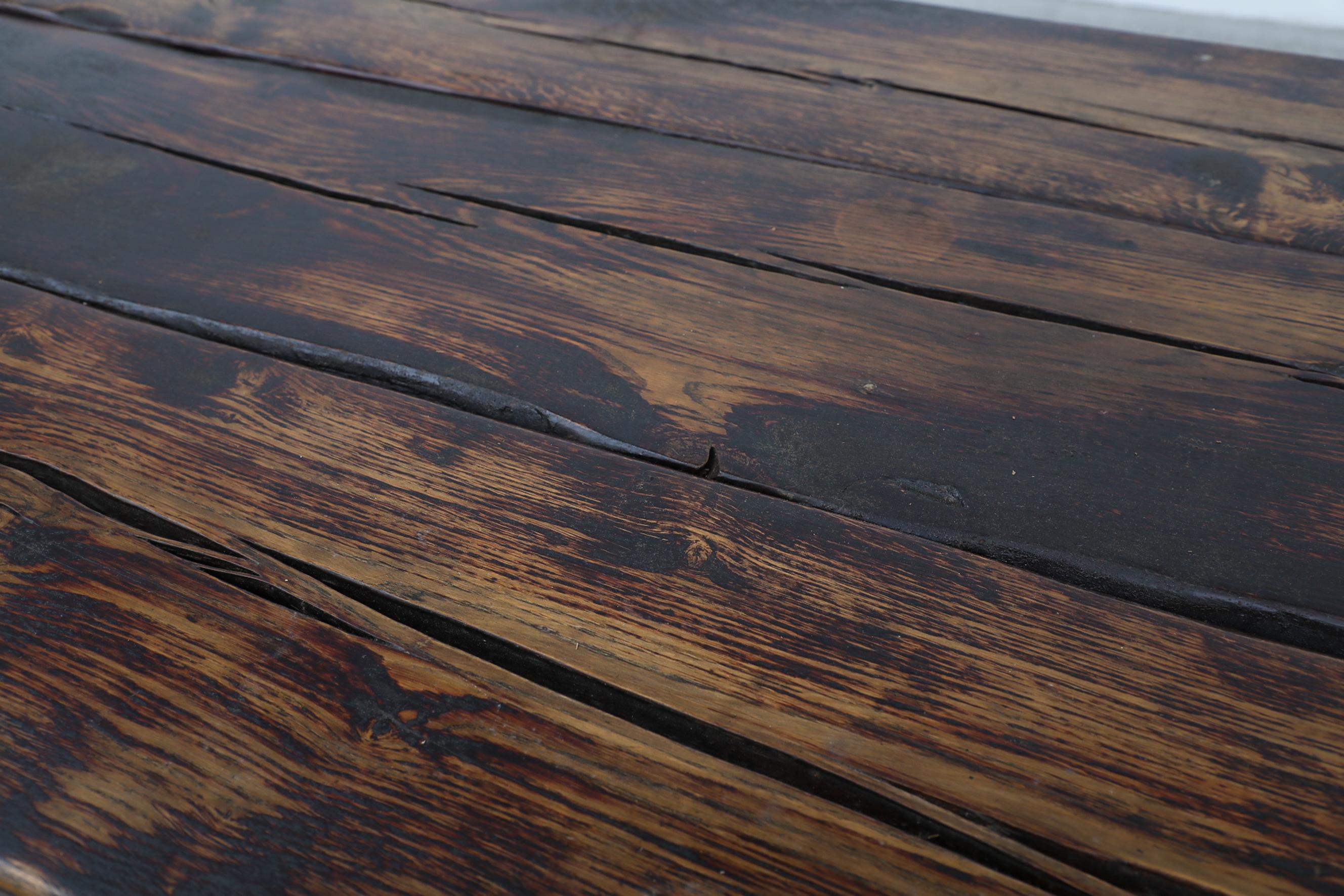 Brutalist Solid Wood Railroad Style Coffee Table 5