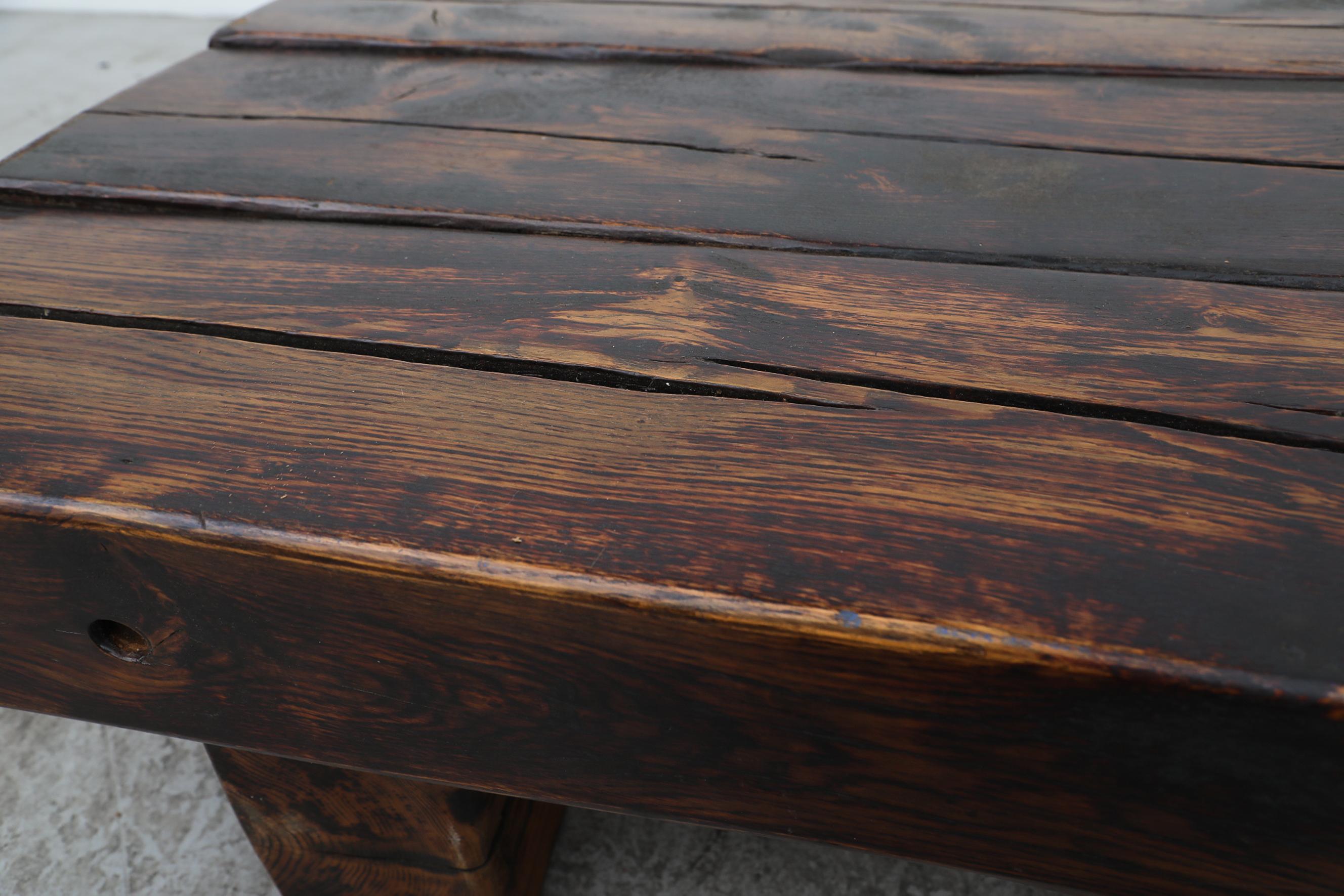Brutalist Solid Wood Railroad Style Coffee Table 7