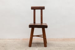 Brutalist Solid Wood Set of Six Chairs 1950s Alpine Chalet Chic