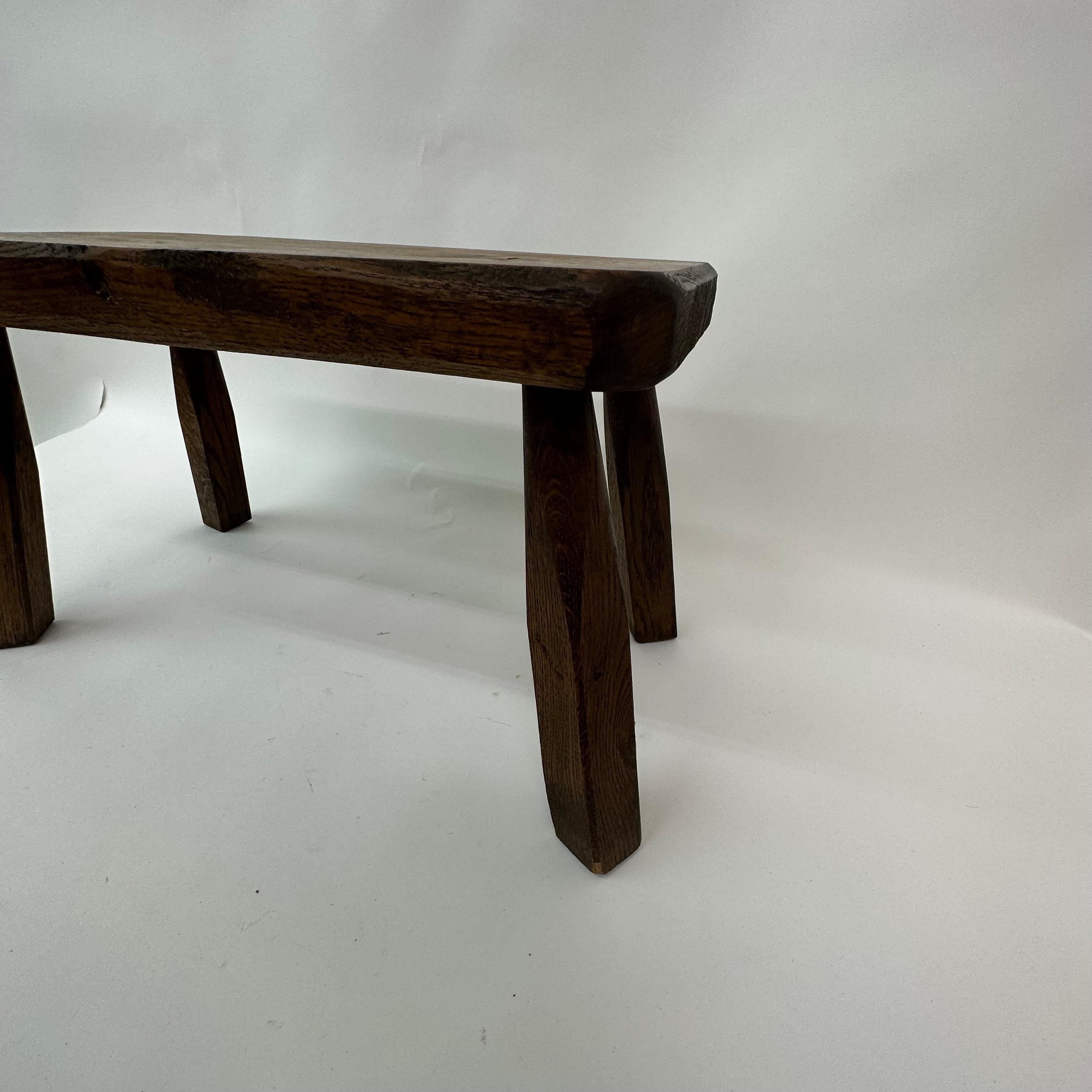 Brutalist solid wood side table, 1970’s For Sale 5