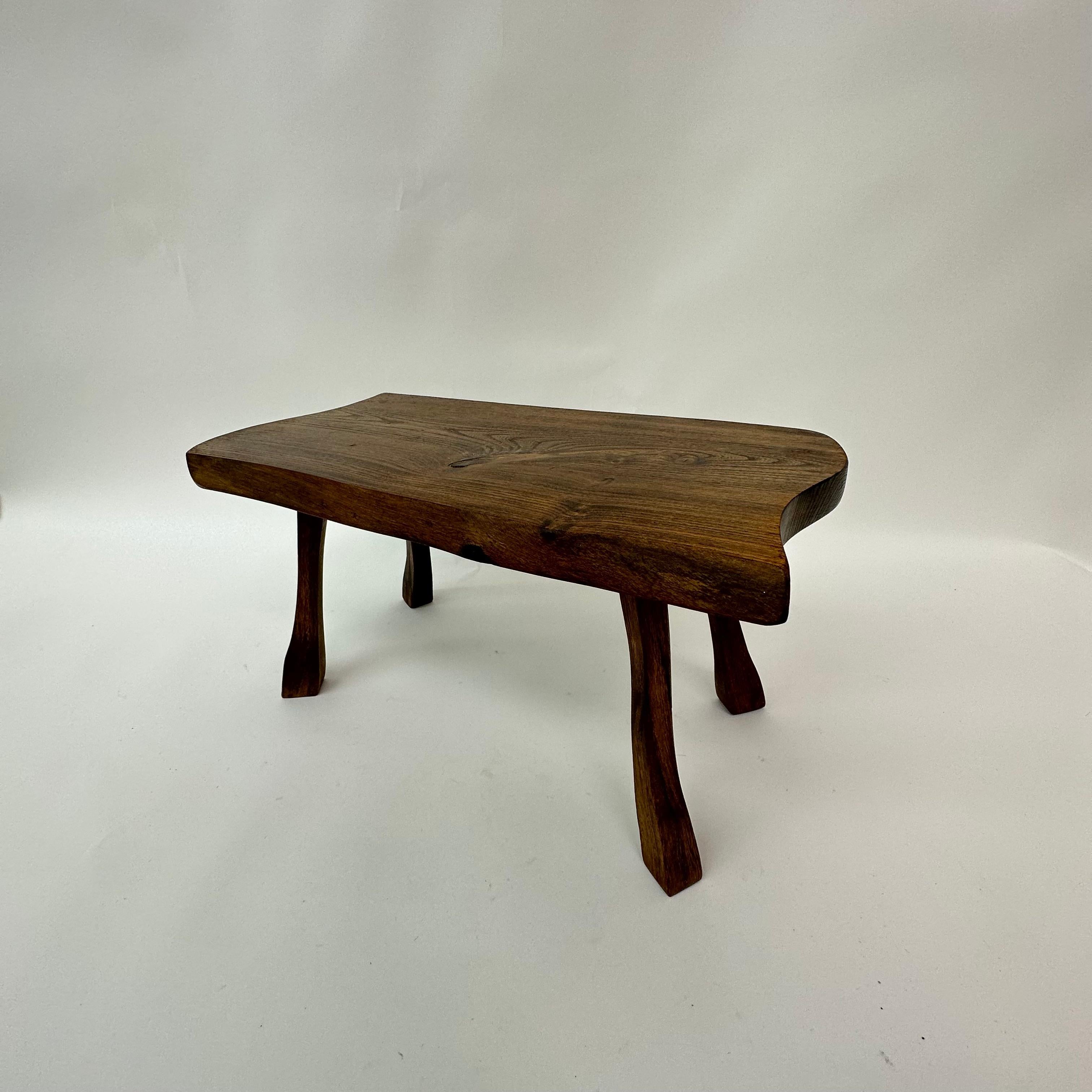 Brutalist Solid Wood Side Table, 1970s For Sale 6
