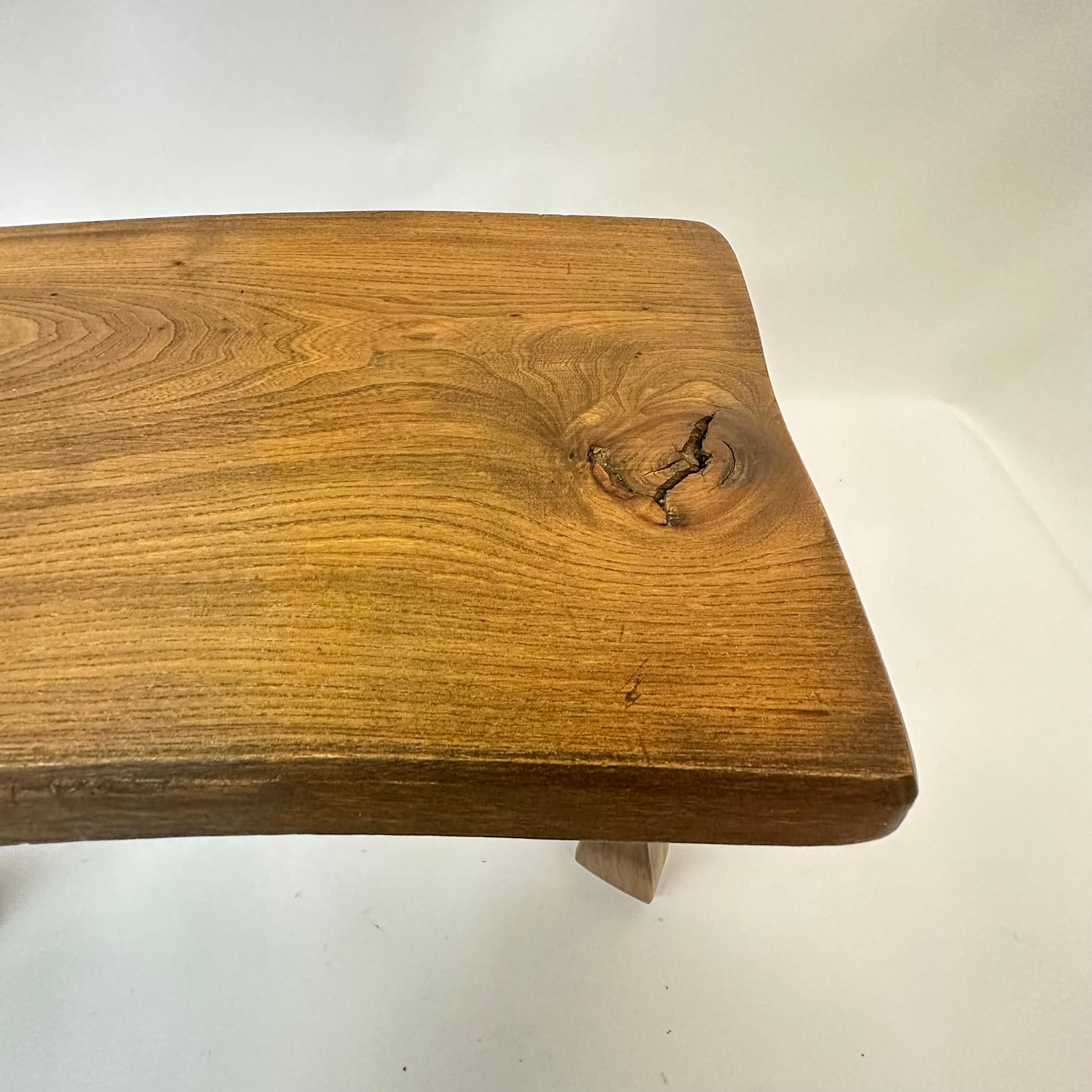 Brutalist solid wood side table, 1970’s For Sale 5