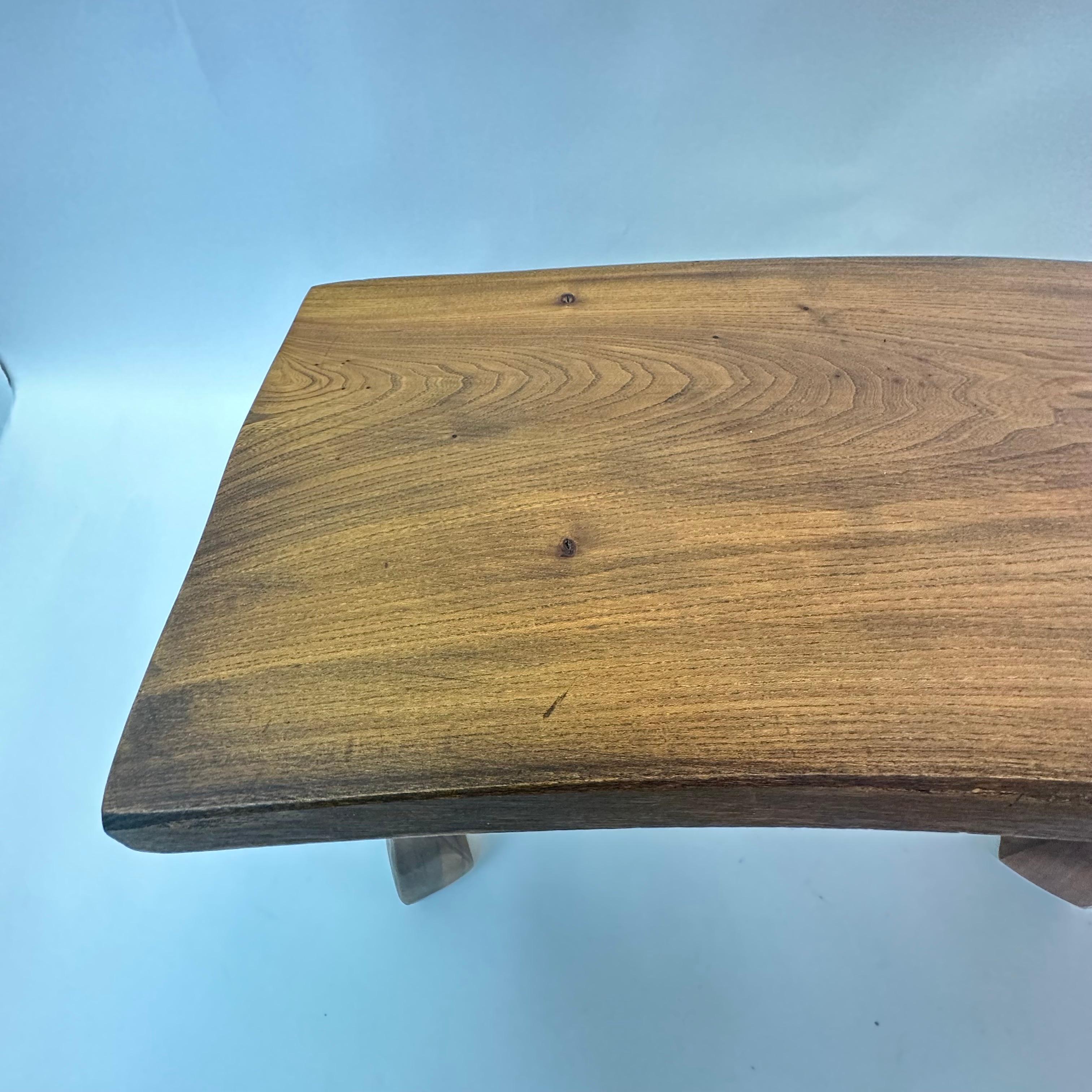 Brutalist solid wood side table, 1970’s For Sale 6