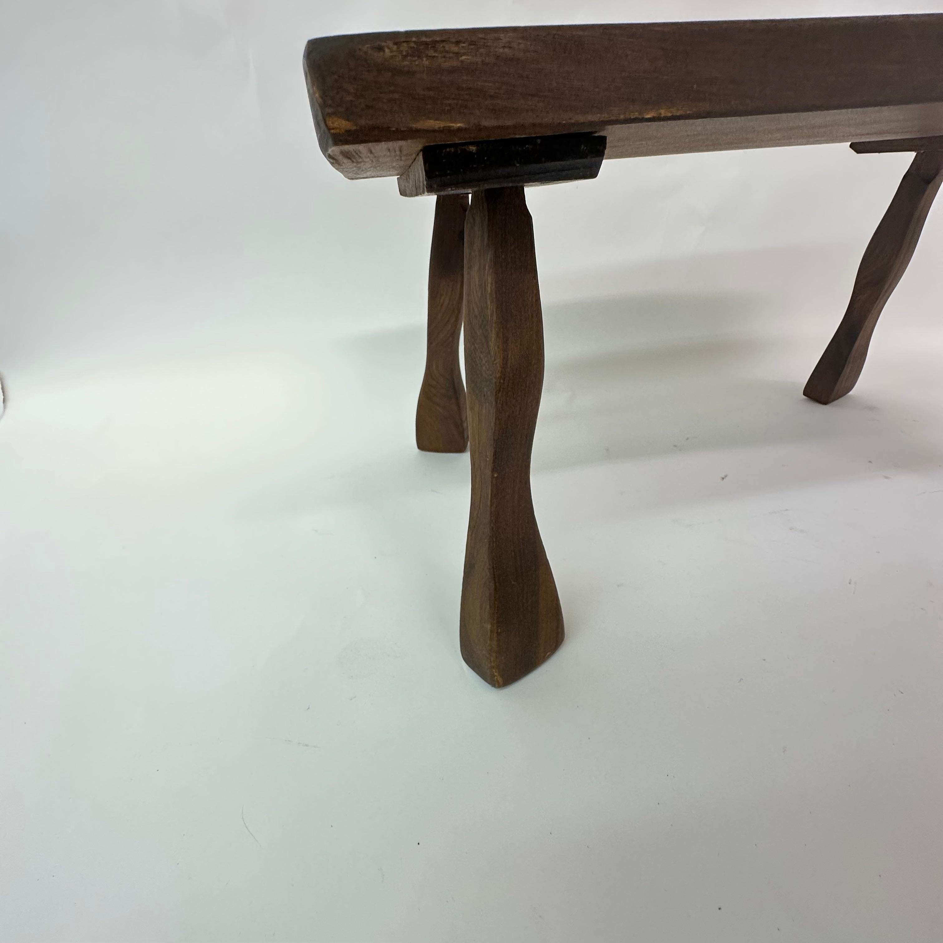 Brutalist solid wood side table, 1970’s For Sale 7