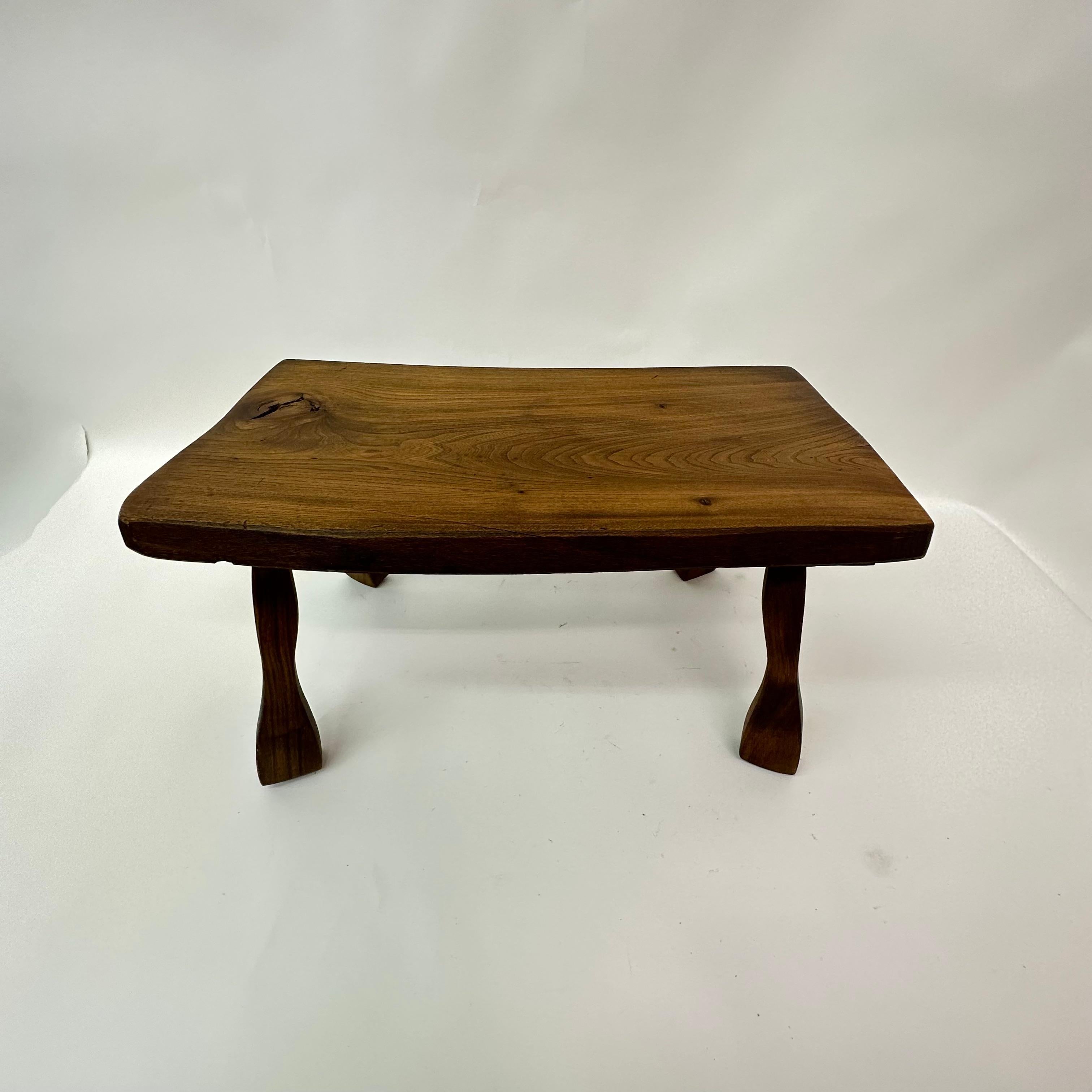 Brutalist solid wood side table, 1970’s For Sale 8