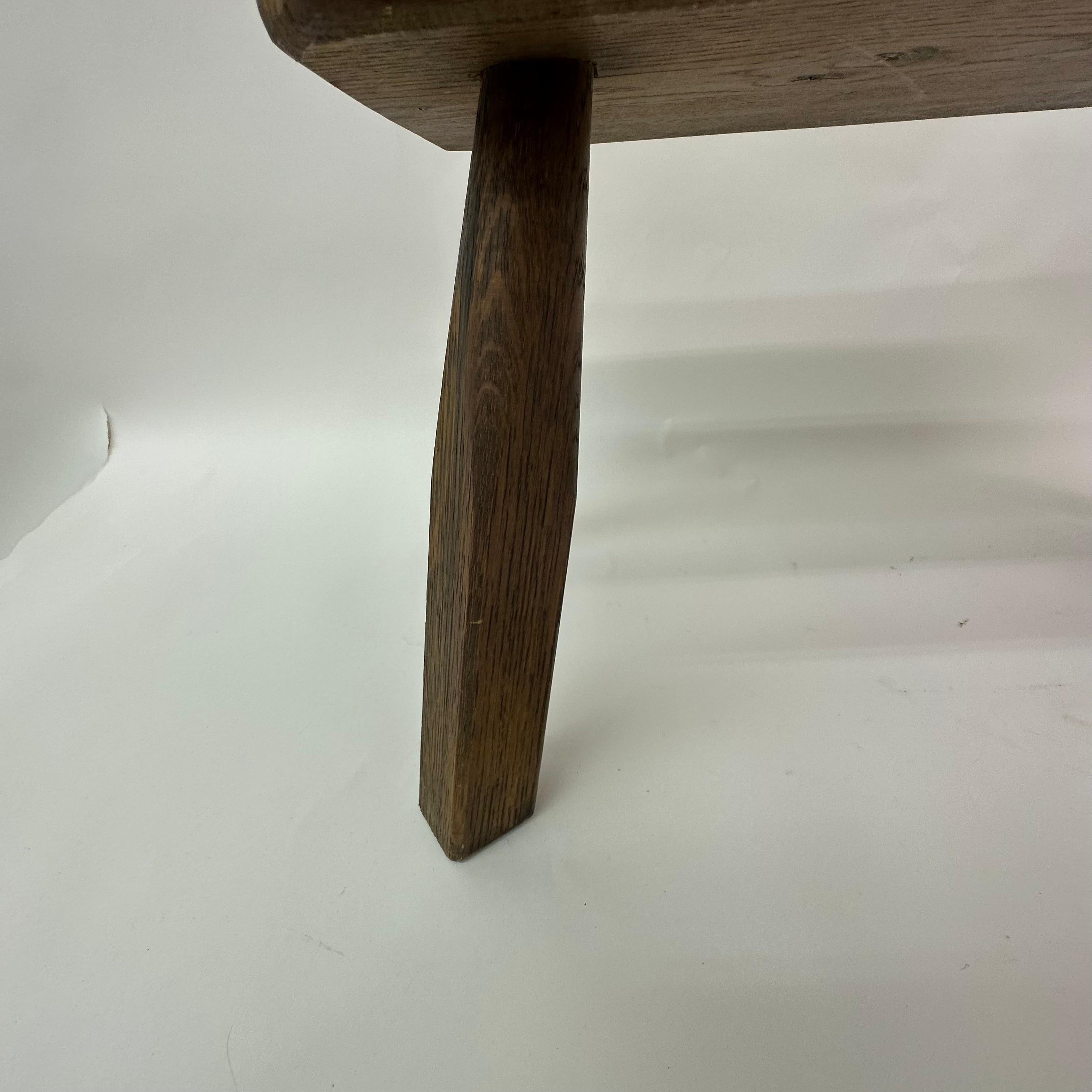 Brutalist solid wood side table, 1970’s For Sale 9