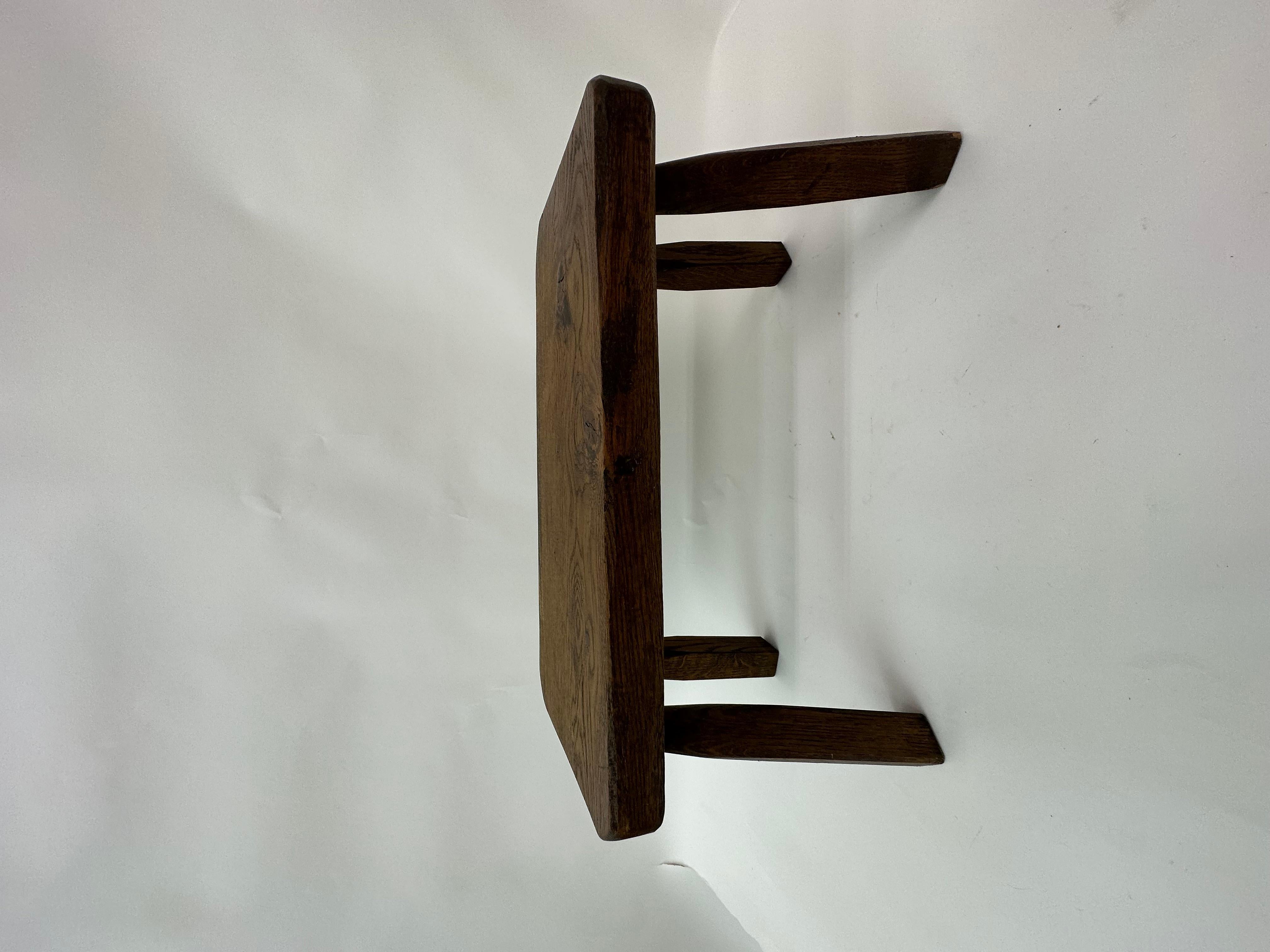 Dutch Brutalist solid wood side table, 1970’s For Sale