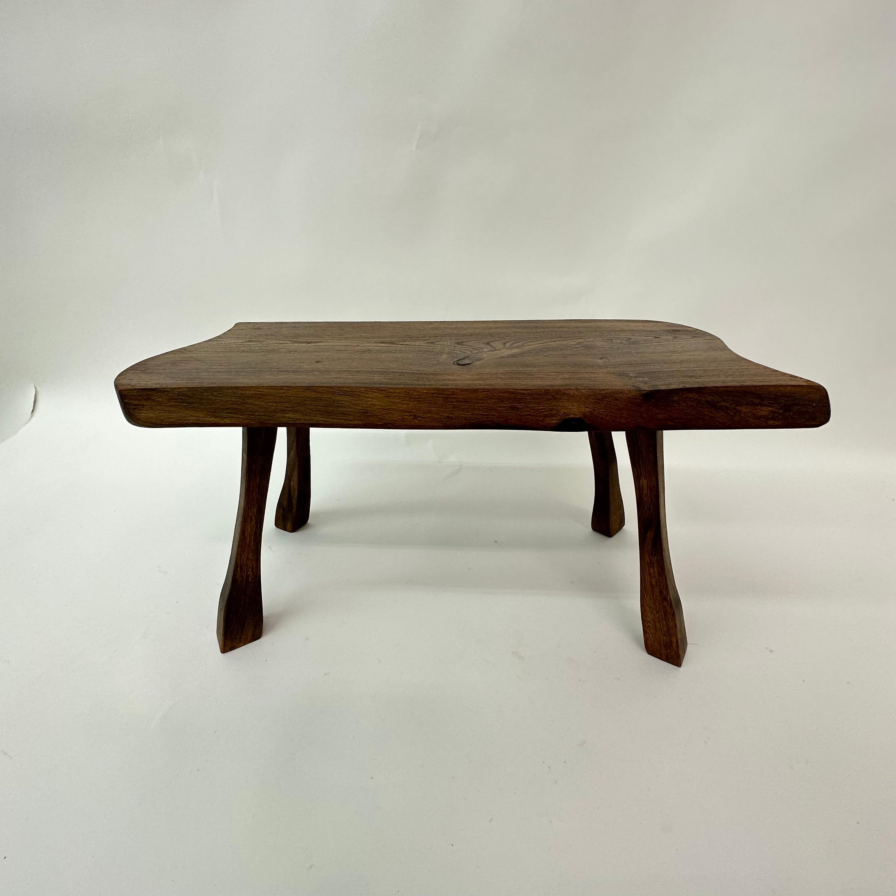 Dutch Brutalist Solid Wood Side Table, 1970s For Sale