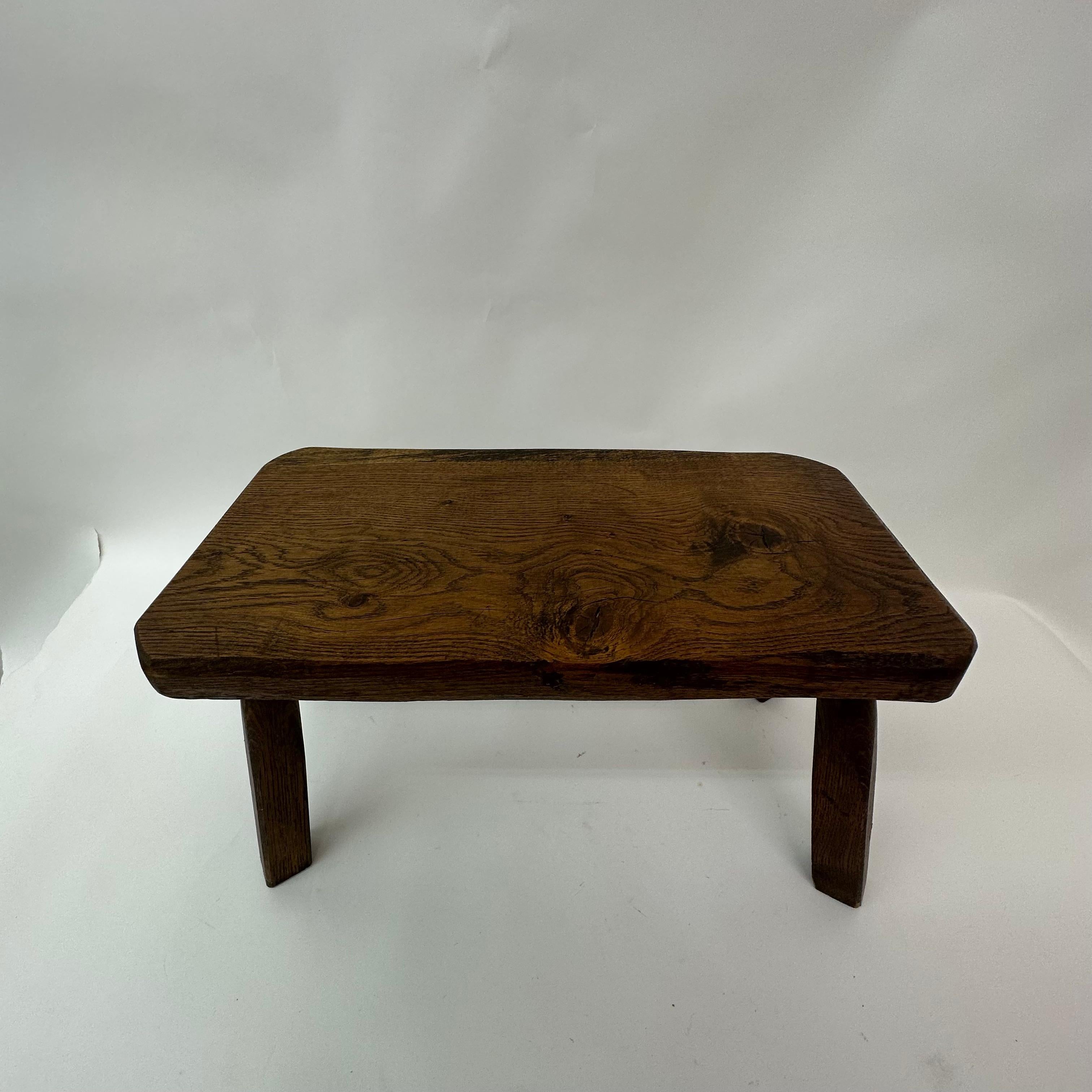Late 20th Century Brutalist solid wood side table, 1970’s For Sale